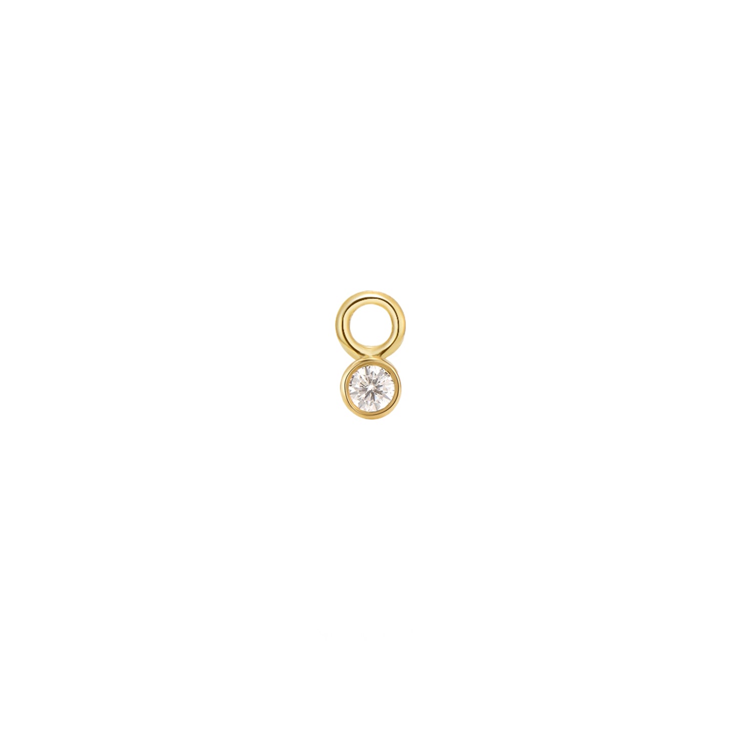 Tiny Charm - Gold Round Bead, Gold Marquise Bead and Bezel Diamond