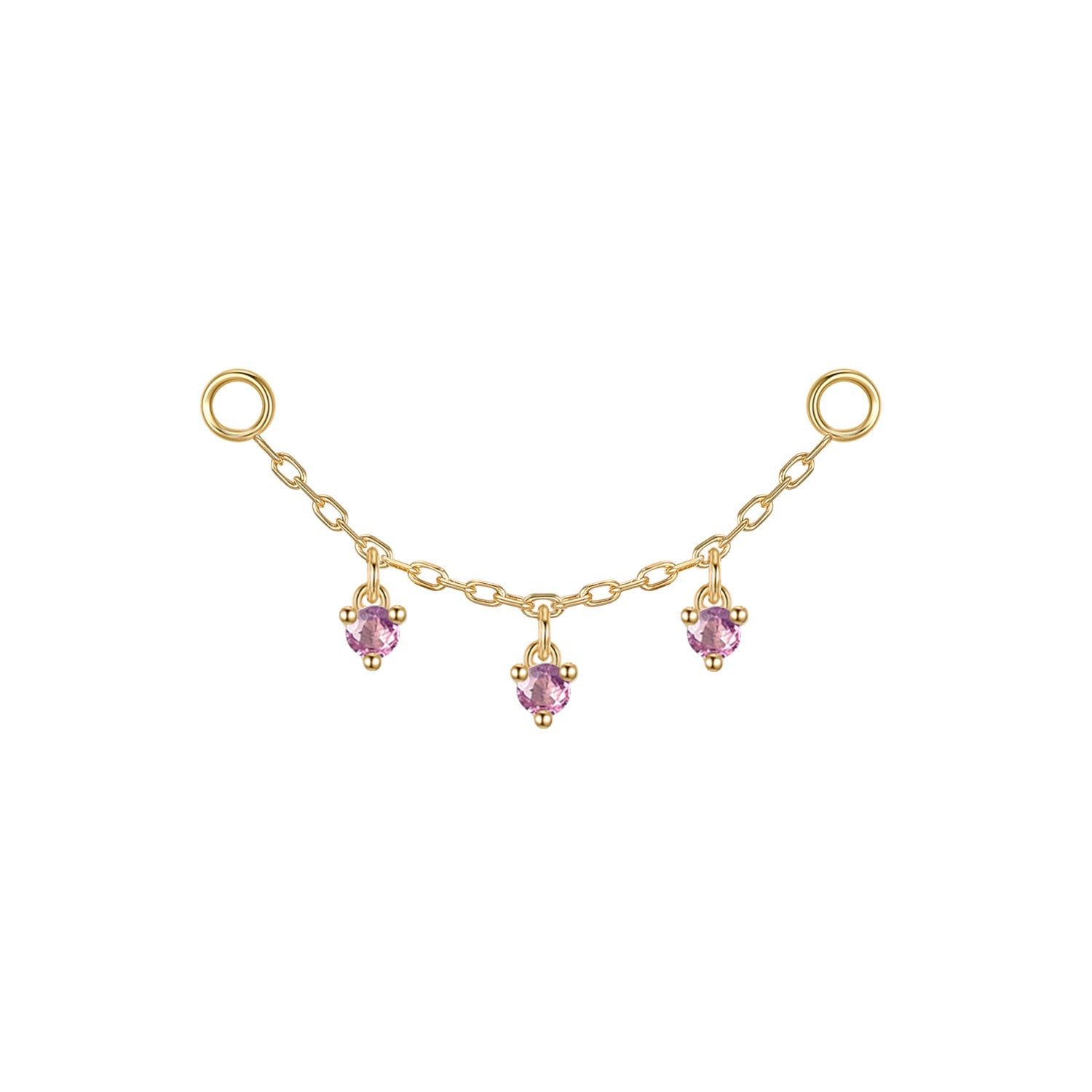 Chain with Dripping Round Colored Gemstones