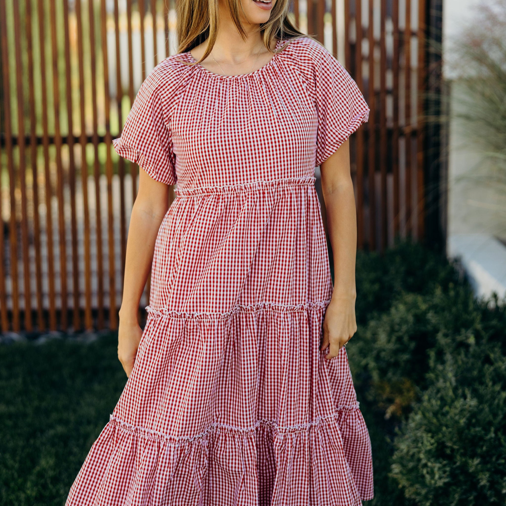 THE SERENA IN RED CHECK FINAL SALE