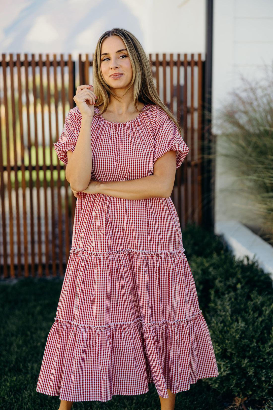 THE SERENA IN RED CHECK FINAL SALE