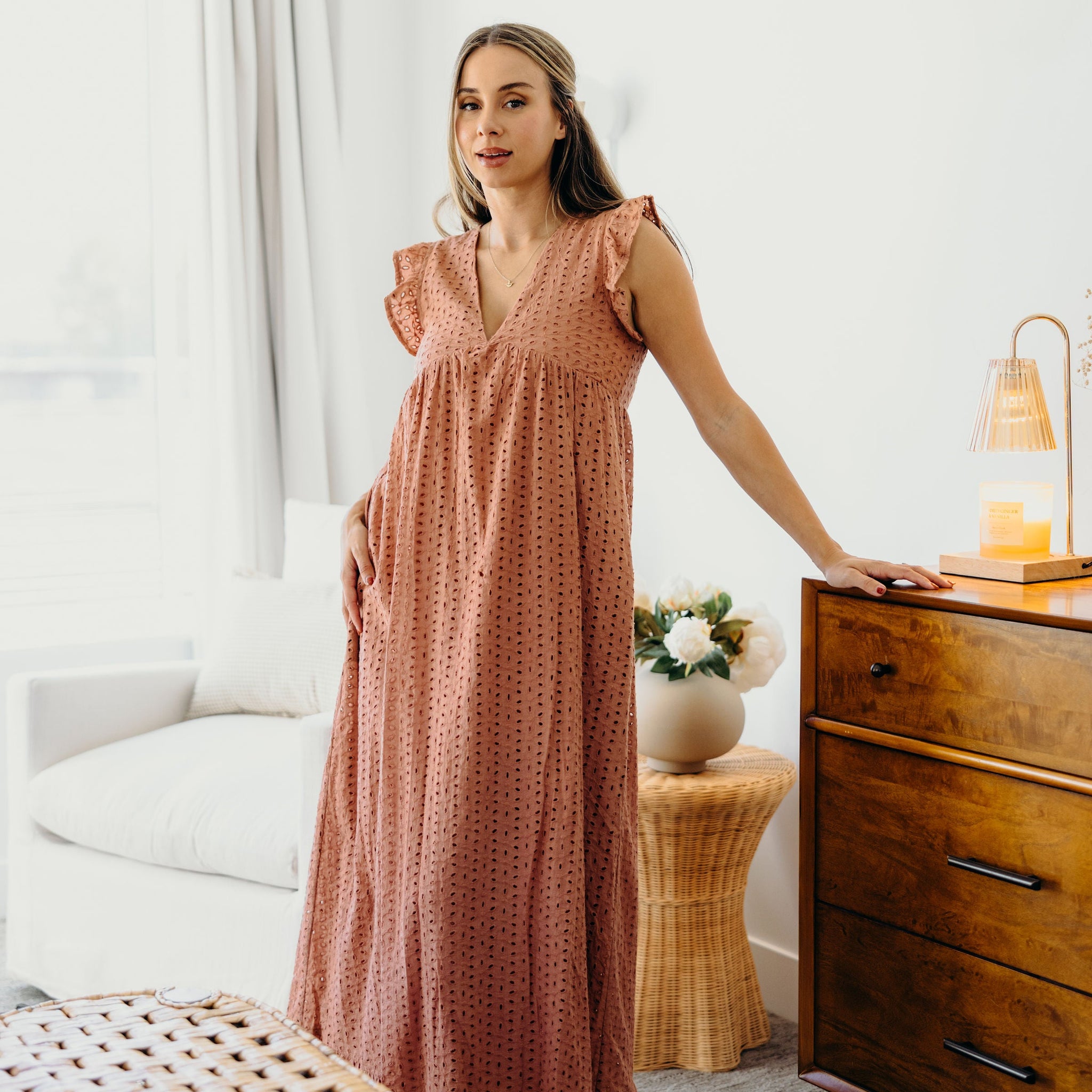 THE DUTTON IN LIGHT CORAL EYELET FINAL SALE