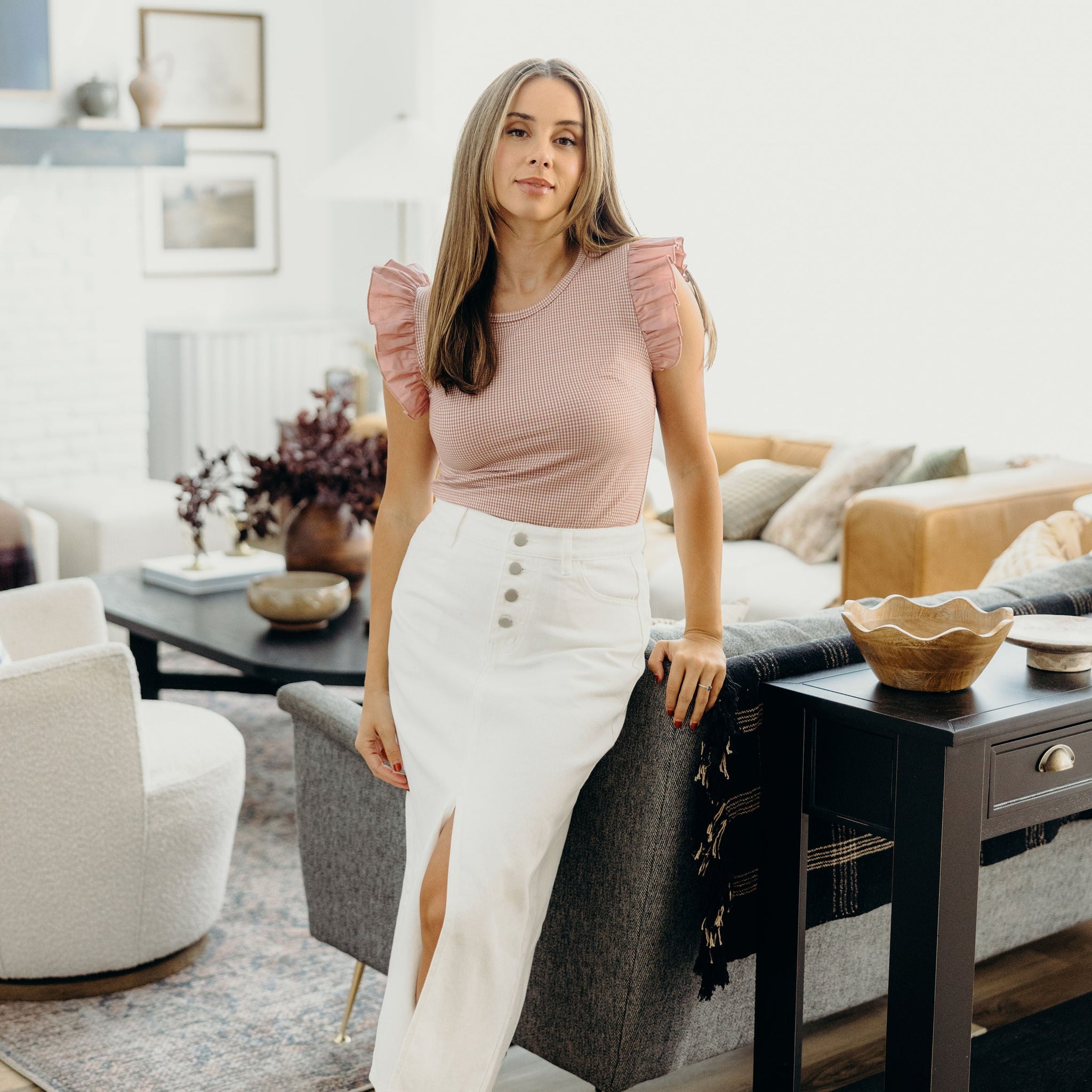 MAXI DENIM SKIRT IN WHITE