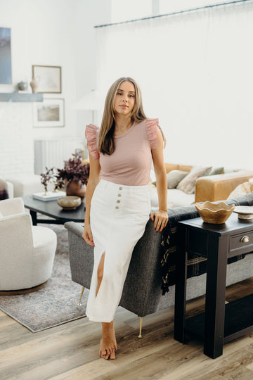 MAXI DENIM SKIRT IN WHITE