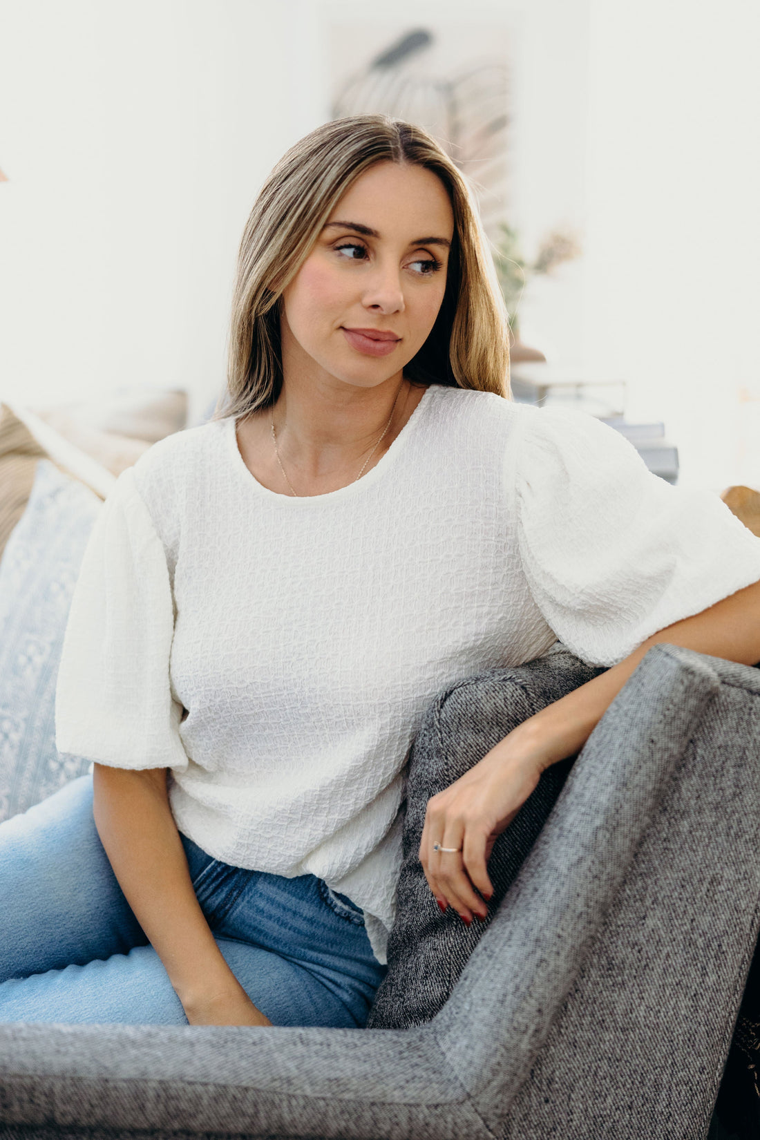 PUFF SLEEVE TOP IN BUTTERCREAM FINAL SALE