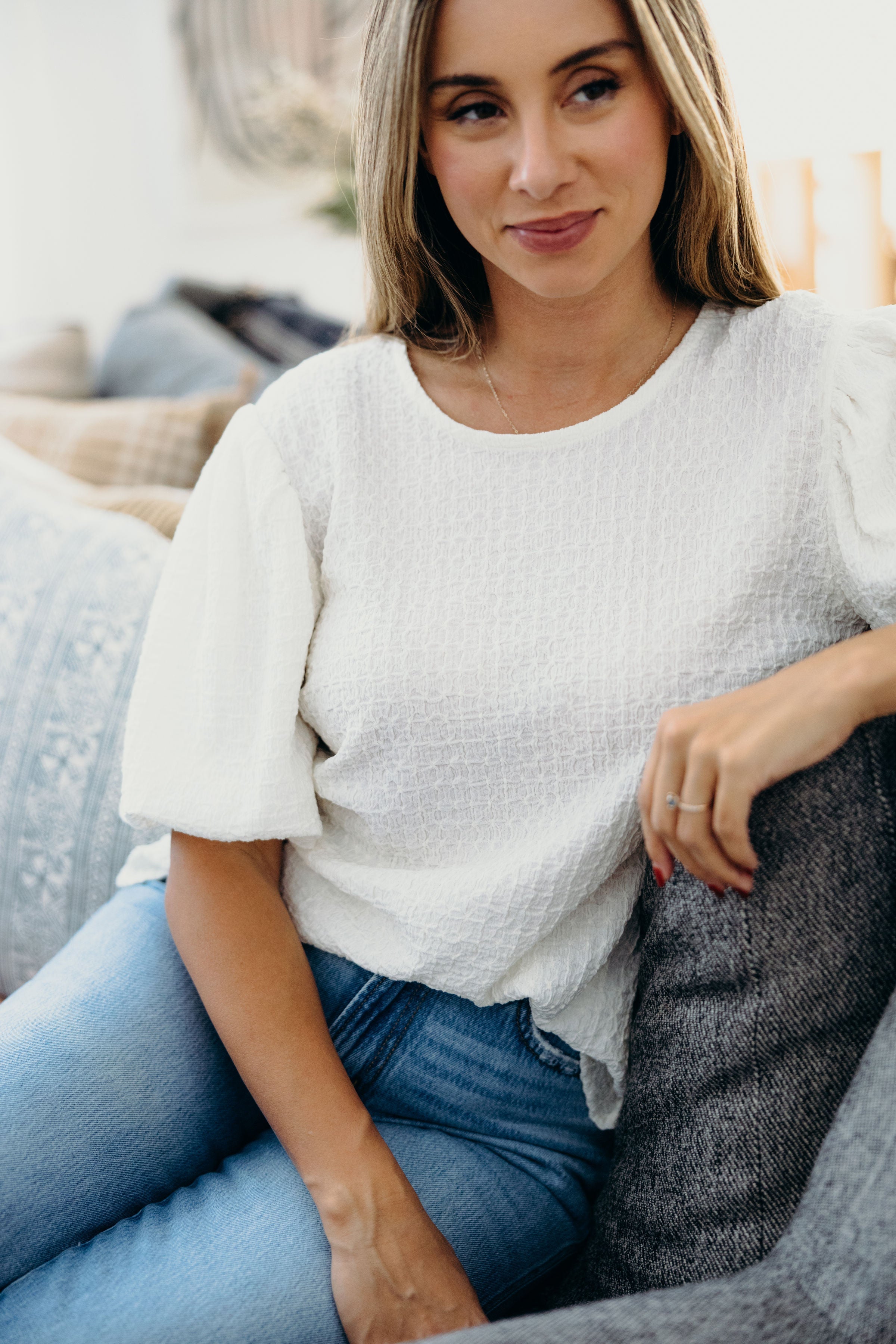 PUFF SLEEVE TOP IN BUTTERCREAM FINAL SALE