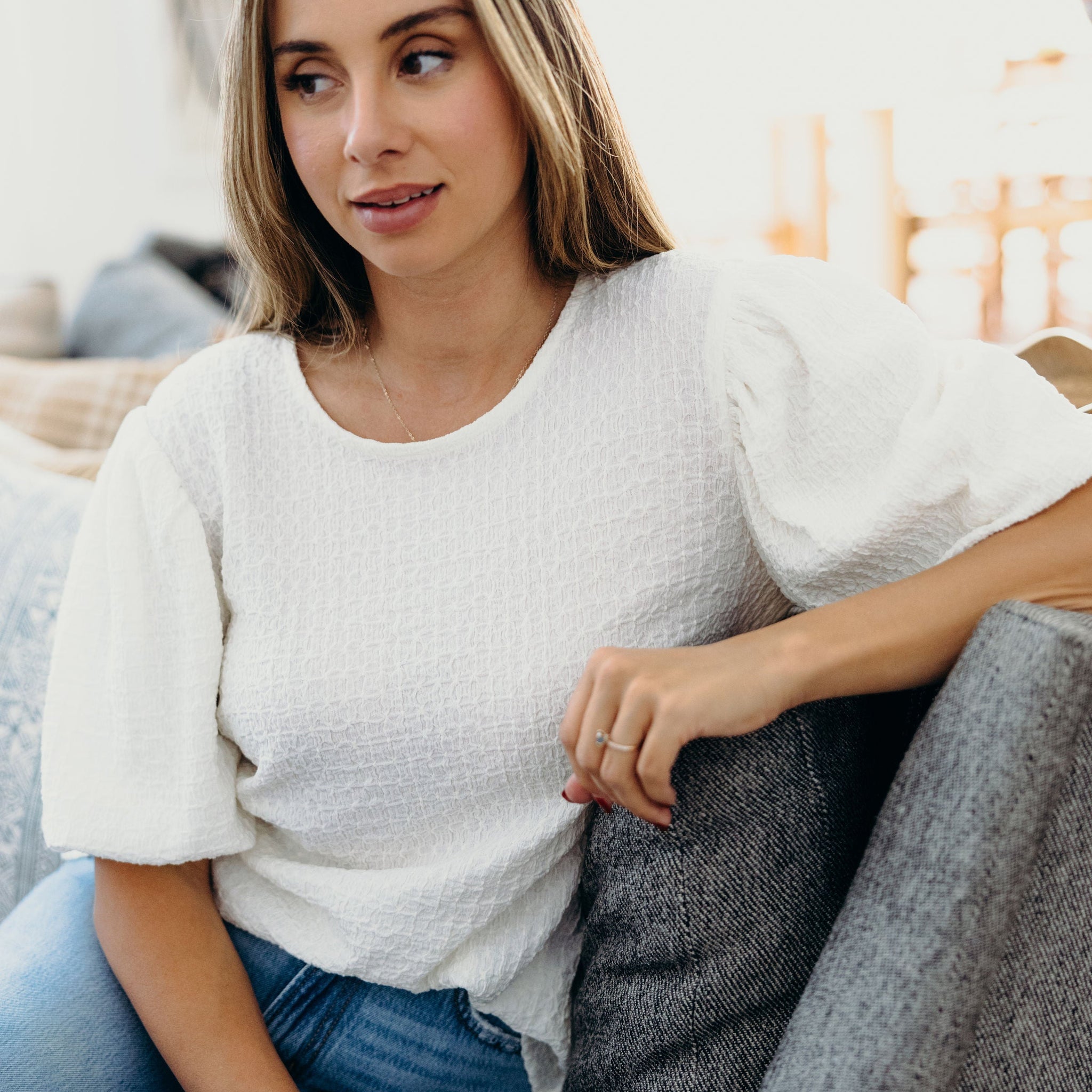 PUFF SLEEVE TOP IN BUTTERCREAM FINAL SALE