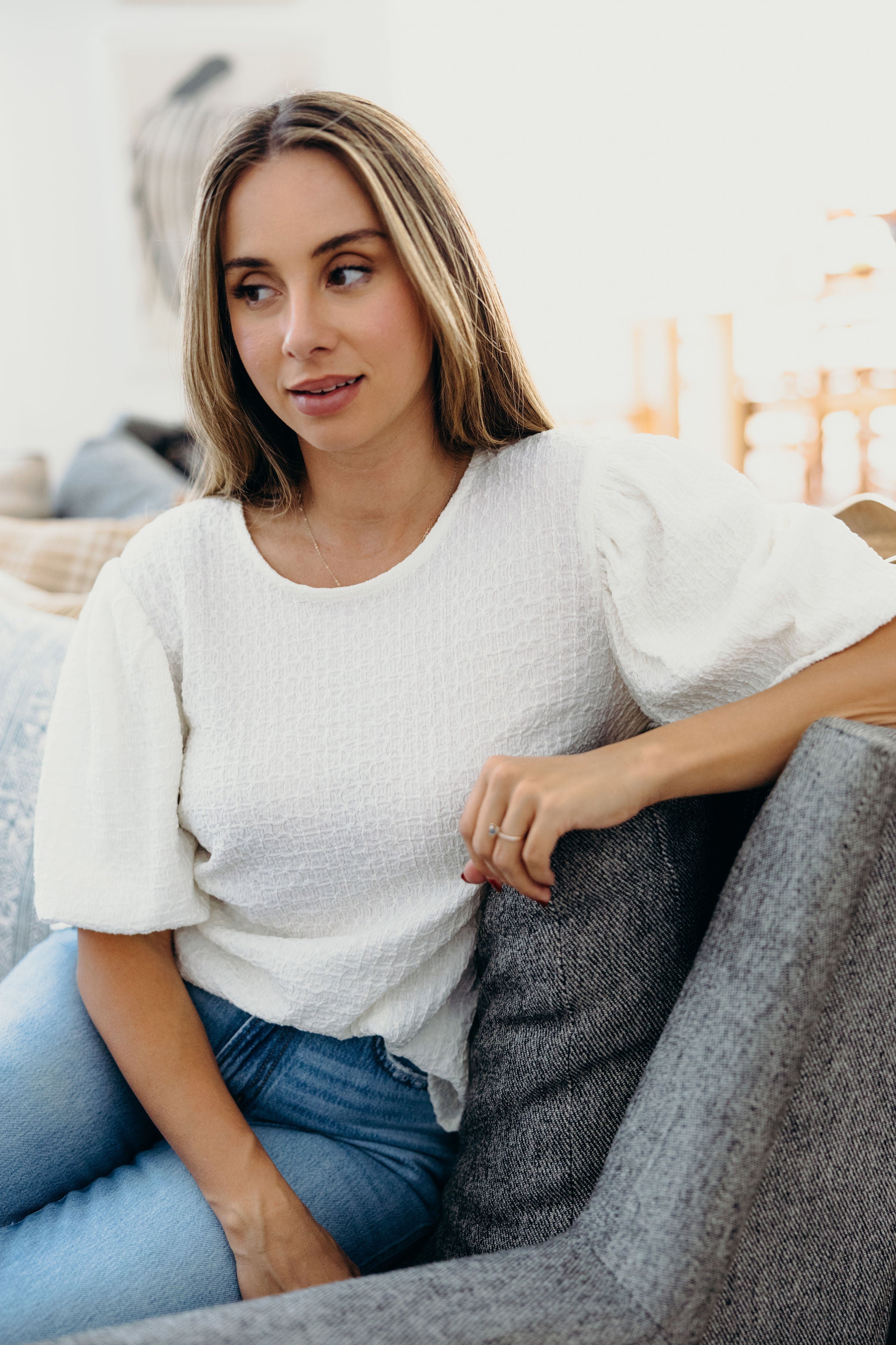 PUFF SLEEVE TOP IN BUTTERCREAM FINAL SALE