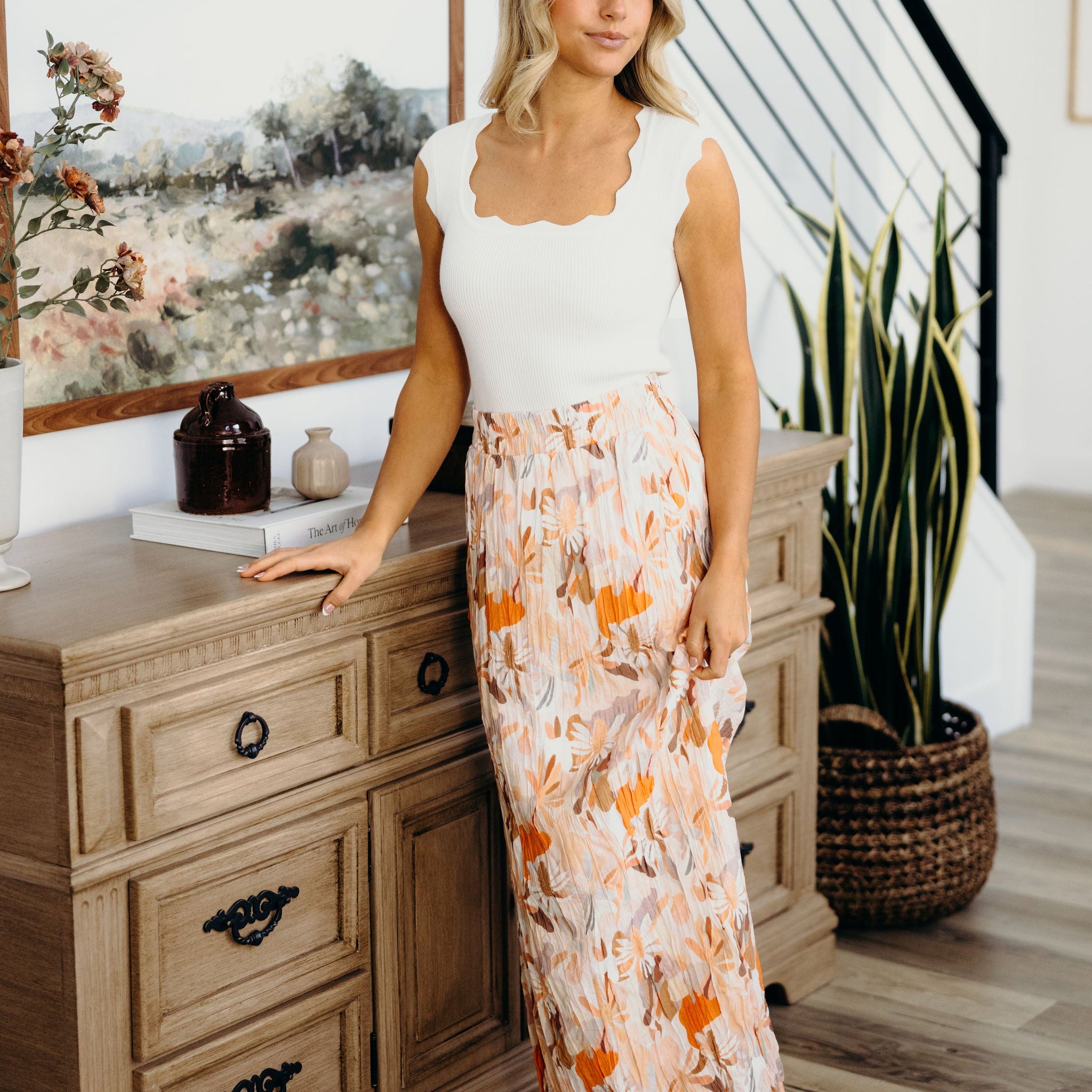 MAXI SKIRT IN MELON BLOOM FINAL SALE