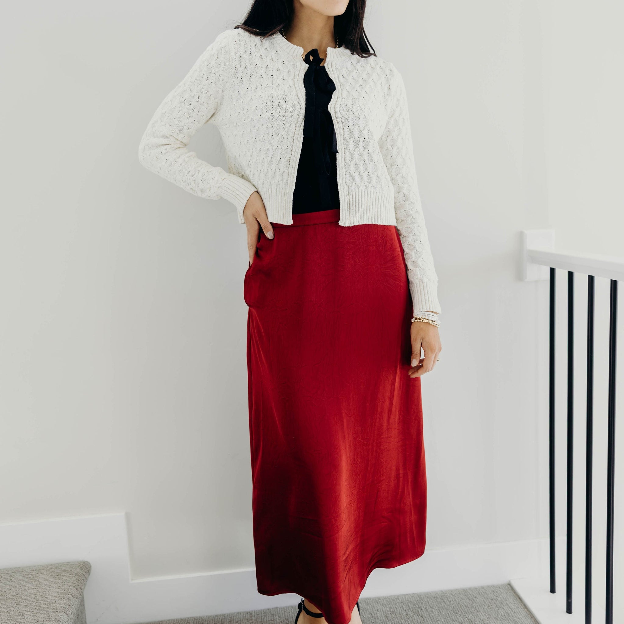 SILK MAXI SKIRT IN FIRED BRICK