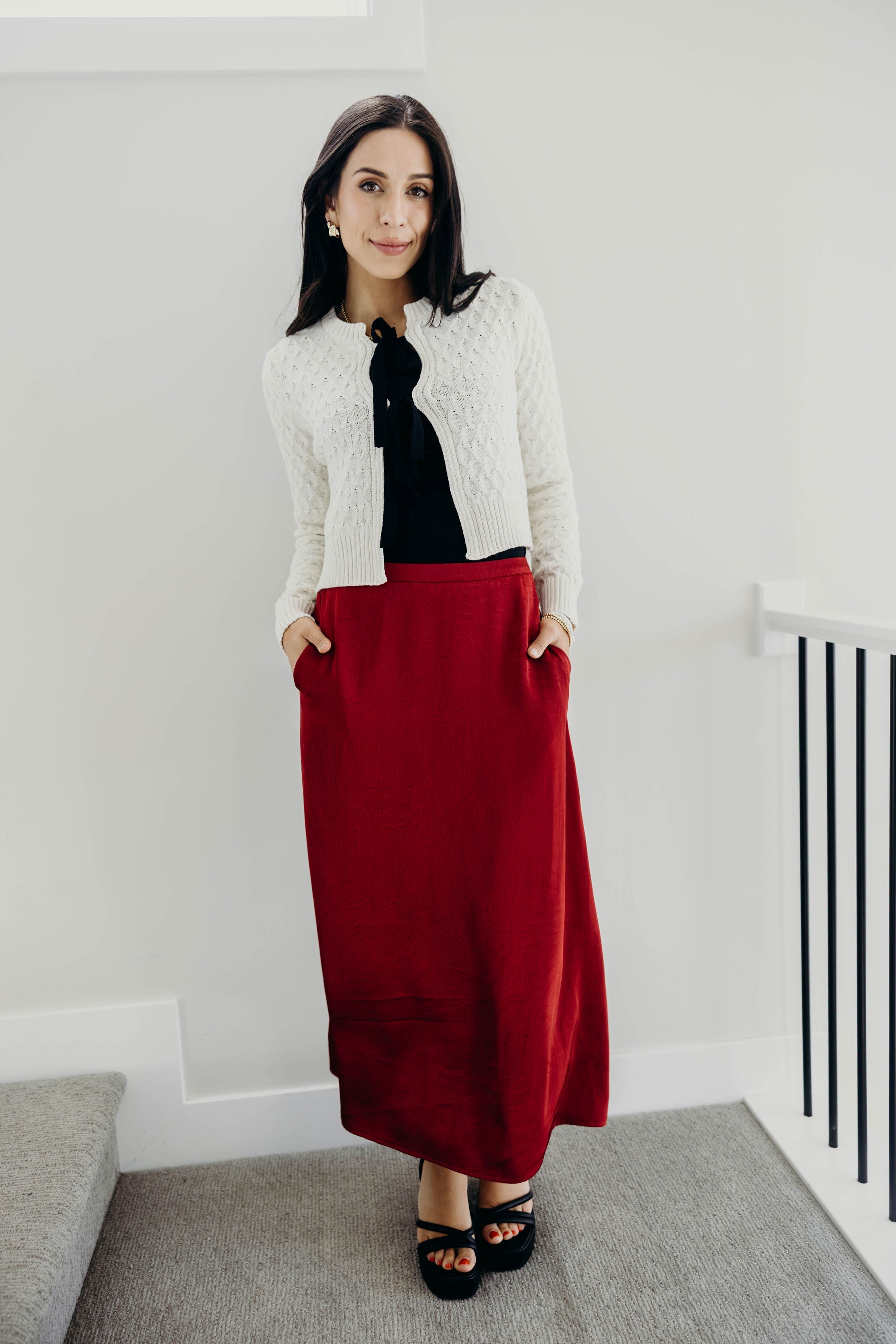 SILK MAXI SKIRT IN FIRED BRICK
