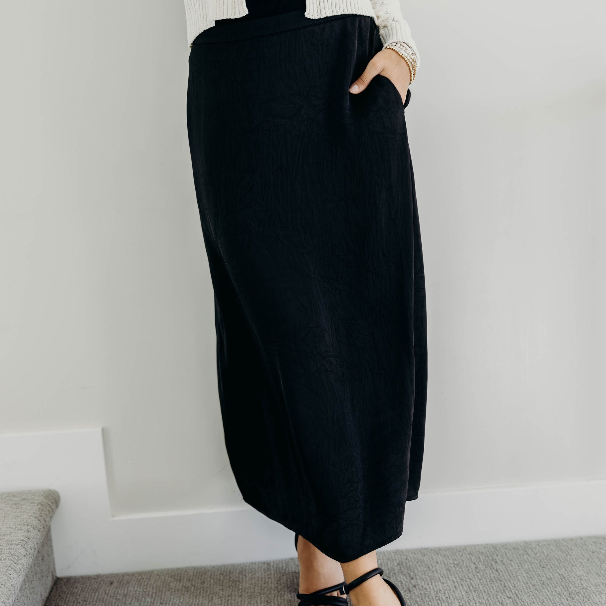 SILK MAXI SKIRT IN BLACK