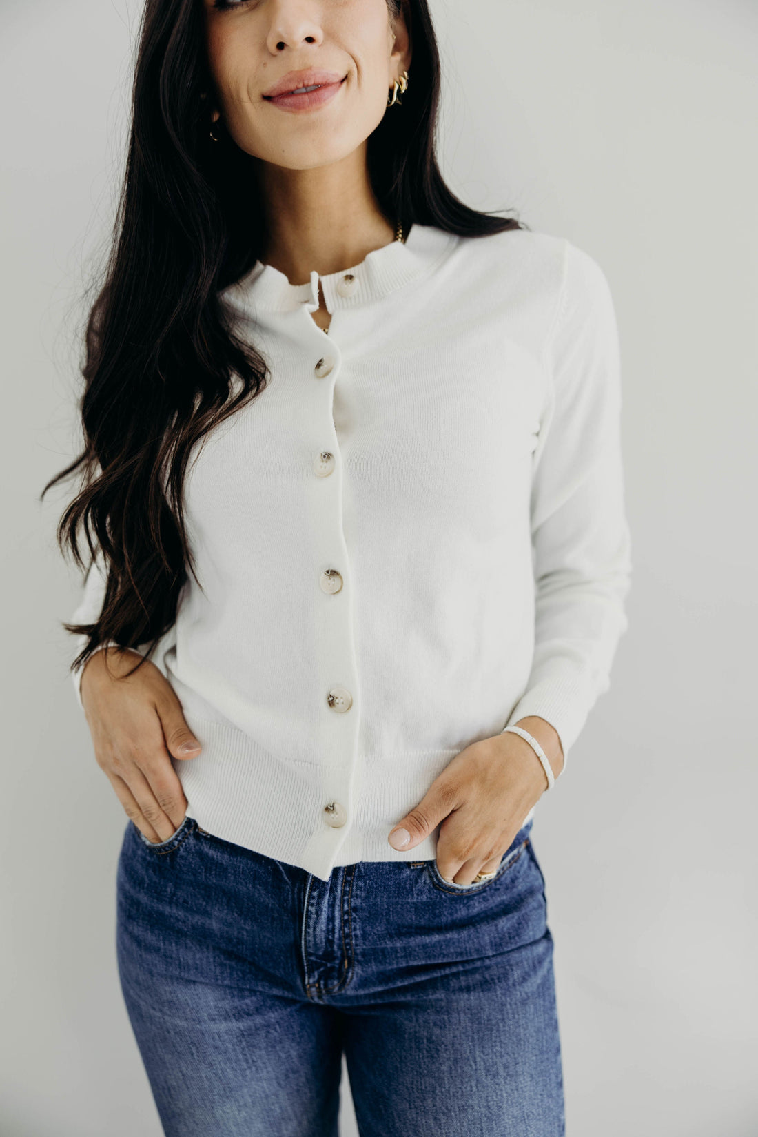 BASIC CARDIGAN IN IVORY