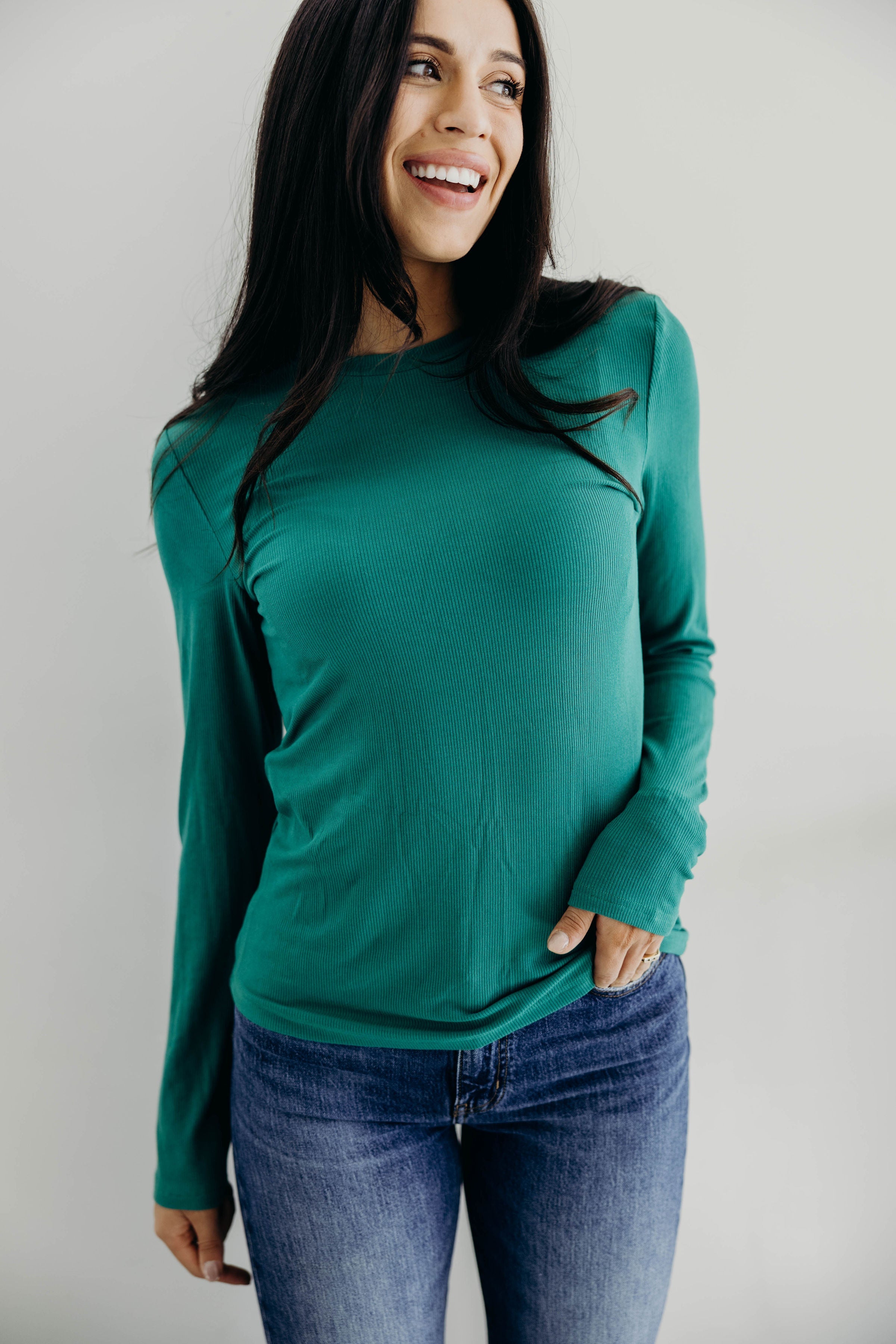 HIGH NECK LONG SLEEVE TEE IN LUSH MEADOW FINAL SALE