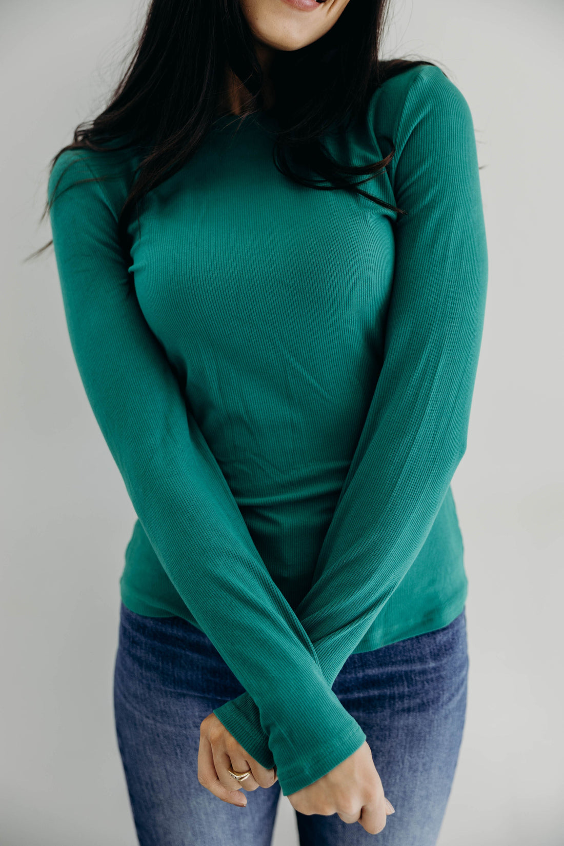HIGH NECK LONG SLEEVE TEE IN LUSH MEADOW FINAL SALE
