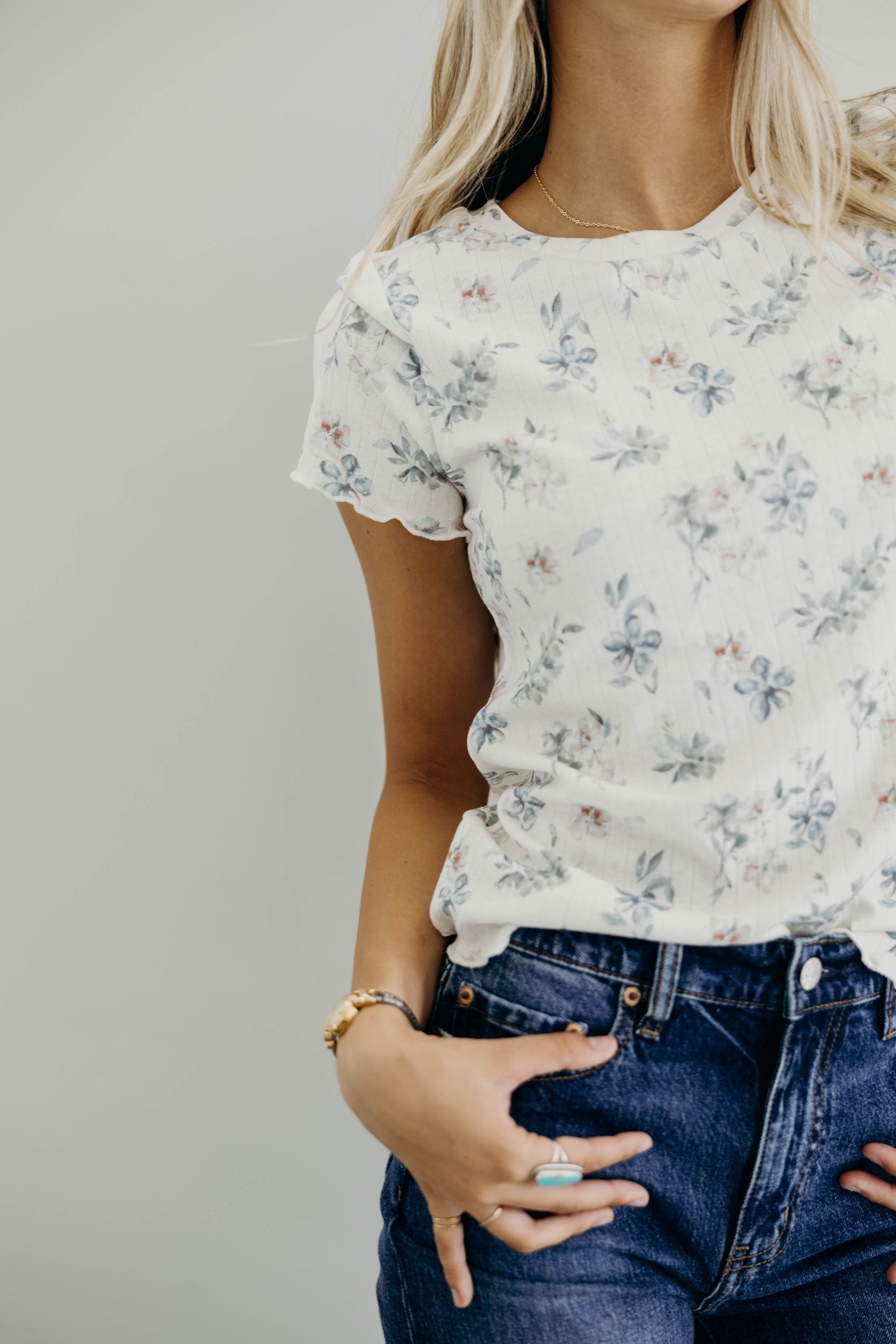 LETTUCE EDGE TEE IN VINTAGE BLUEBELL FINAL SALE