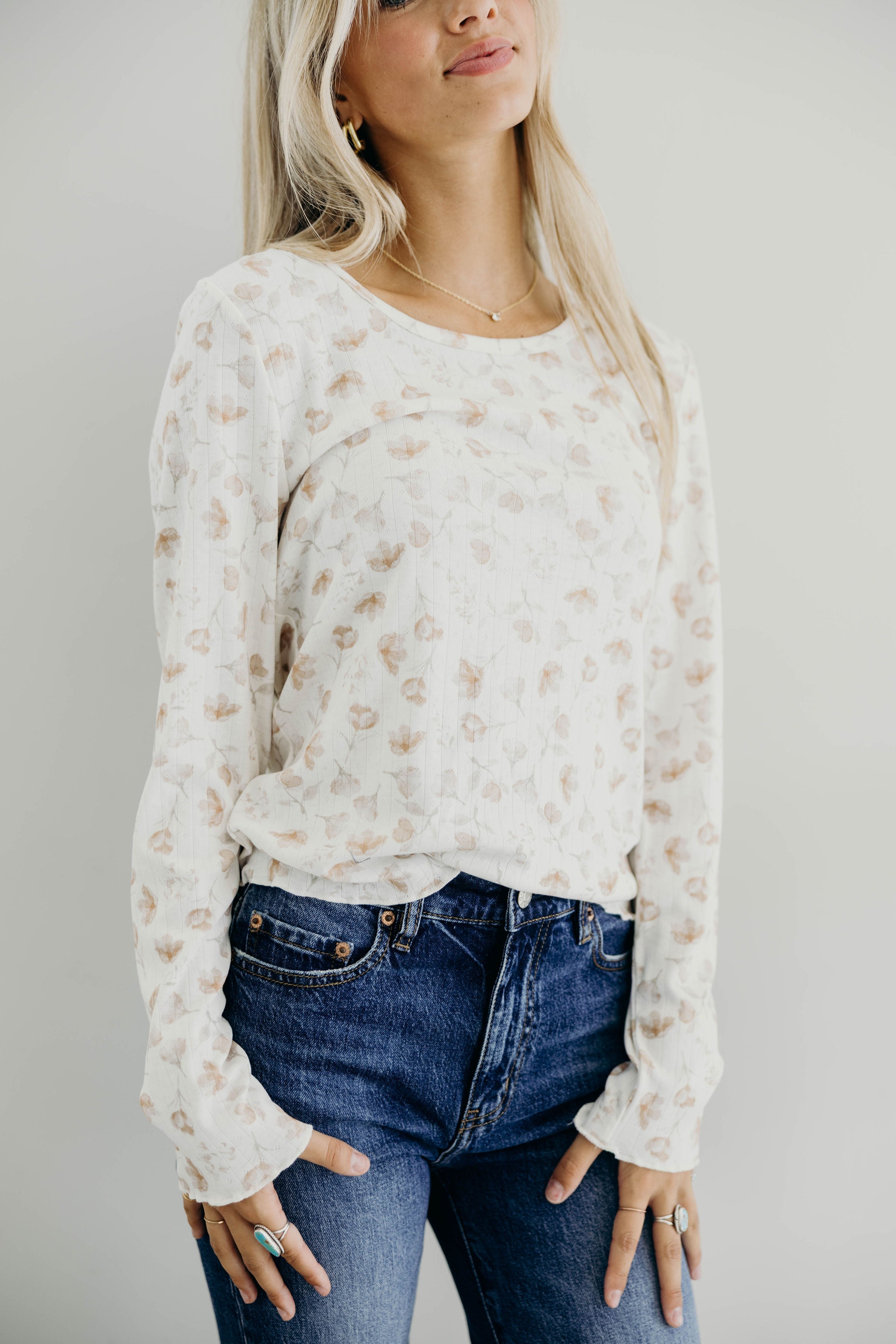 LONG SLEEVE RIBBED TEE IN DRIED ROSE FINAL SALE