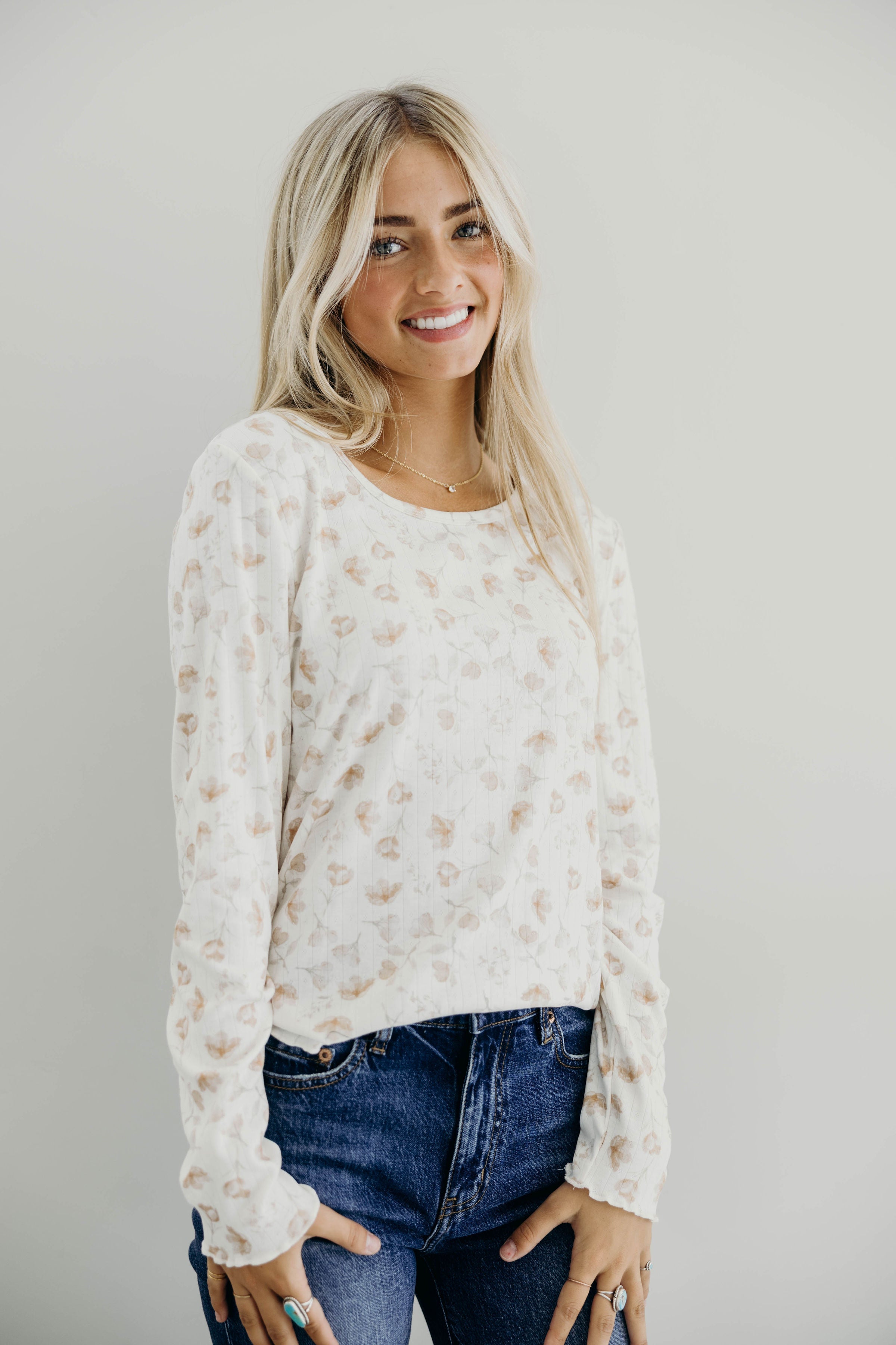 LONG SLEEVE RIBBED TEE IN DRIED ROSE FINAL SALE