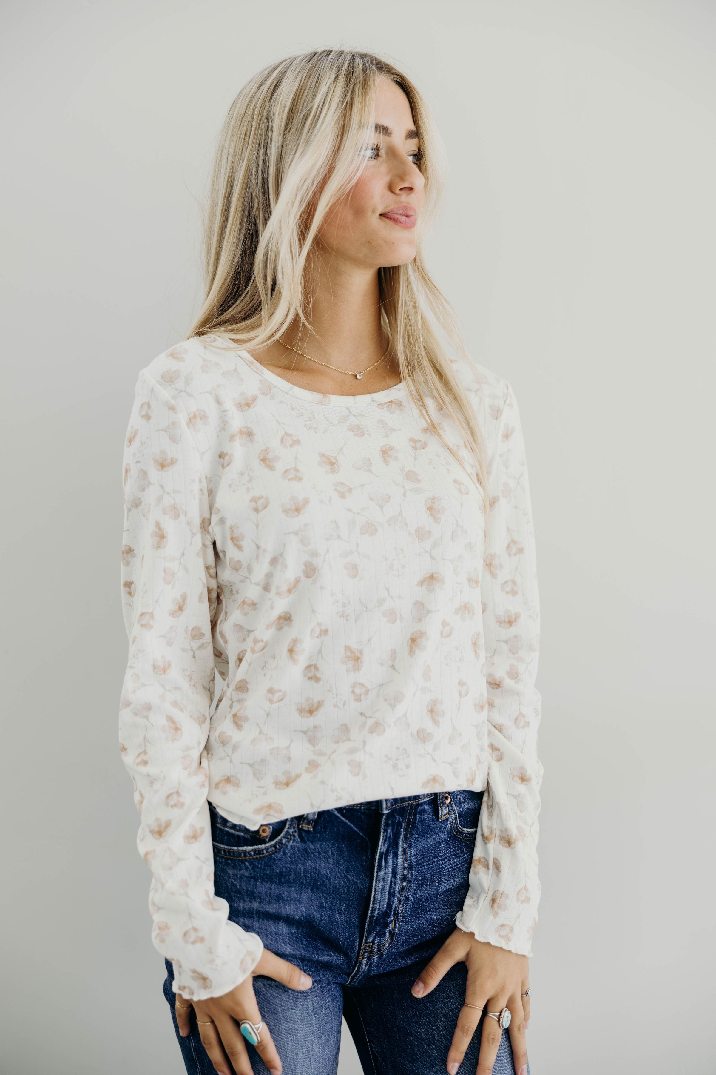 LONG SLEEVE RIBBED TEE IN DRIED ROSE FINAL SALE