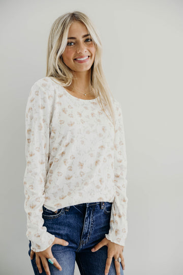 LONG SLEEVE RIBBED TEE IN DRIED ROSE FINAL SALE