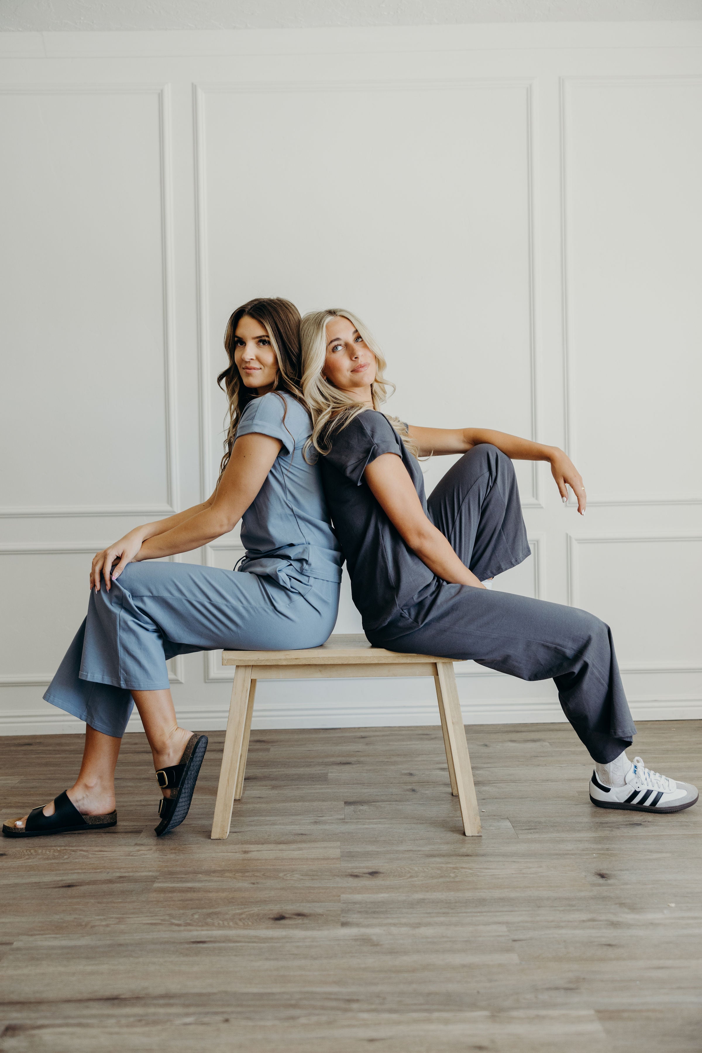 LOUNGE CUFF SLEEVE TEE IN BLUE GRAY FINAL SALE