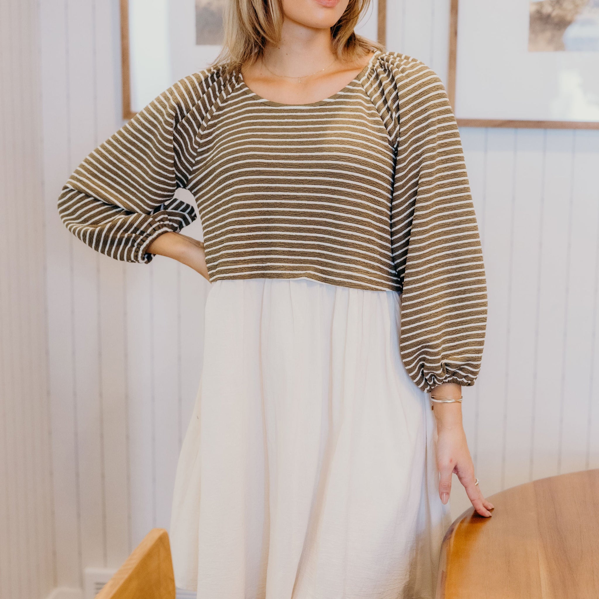 THE DAWN IN OLIVE STRIPED FINAL SALE