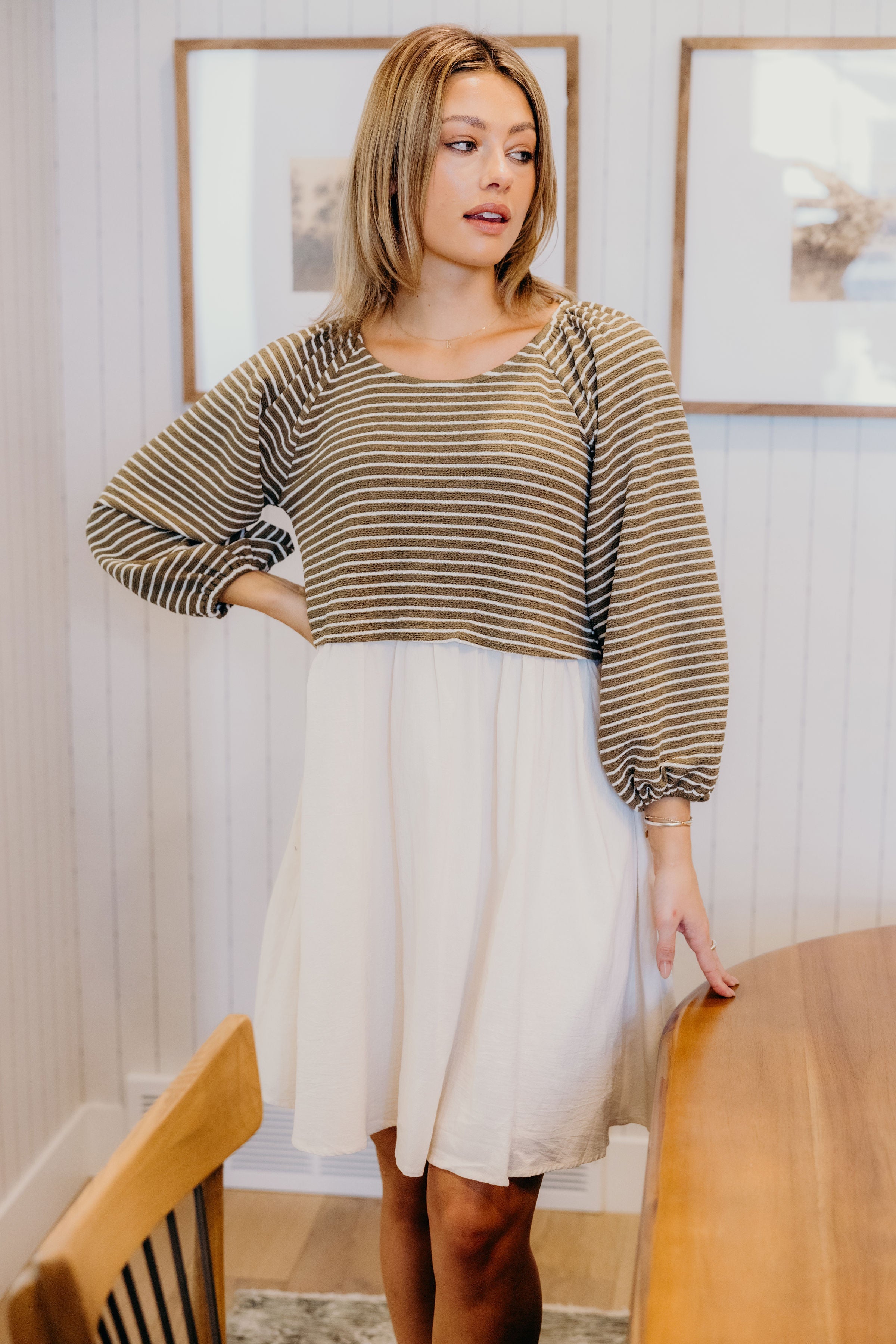 THE DAWN IN OLIVE STRIPED FINAL SALE