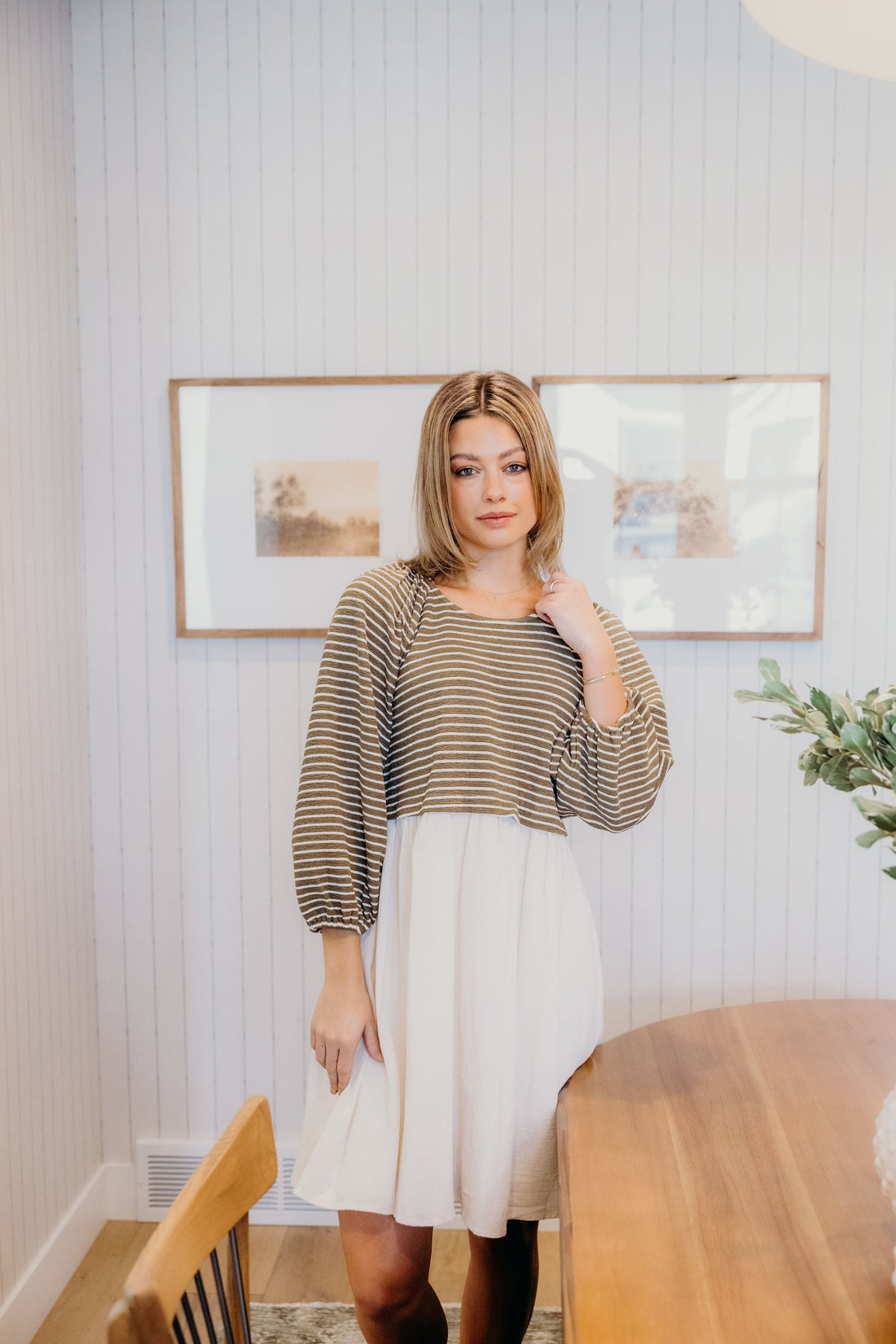 THE DAWN IN OLIVE STRIPED FINAL SALE