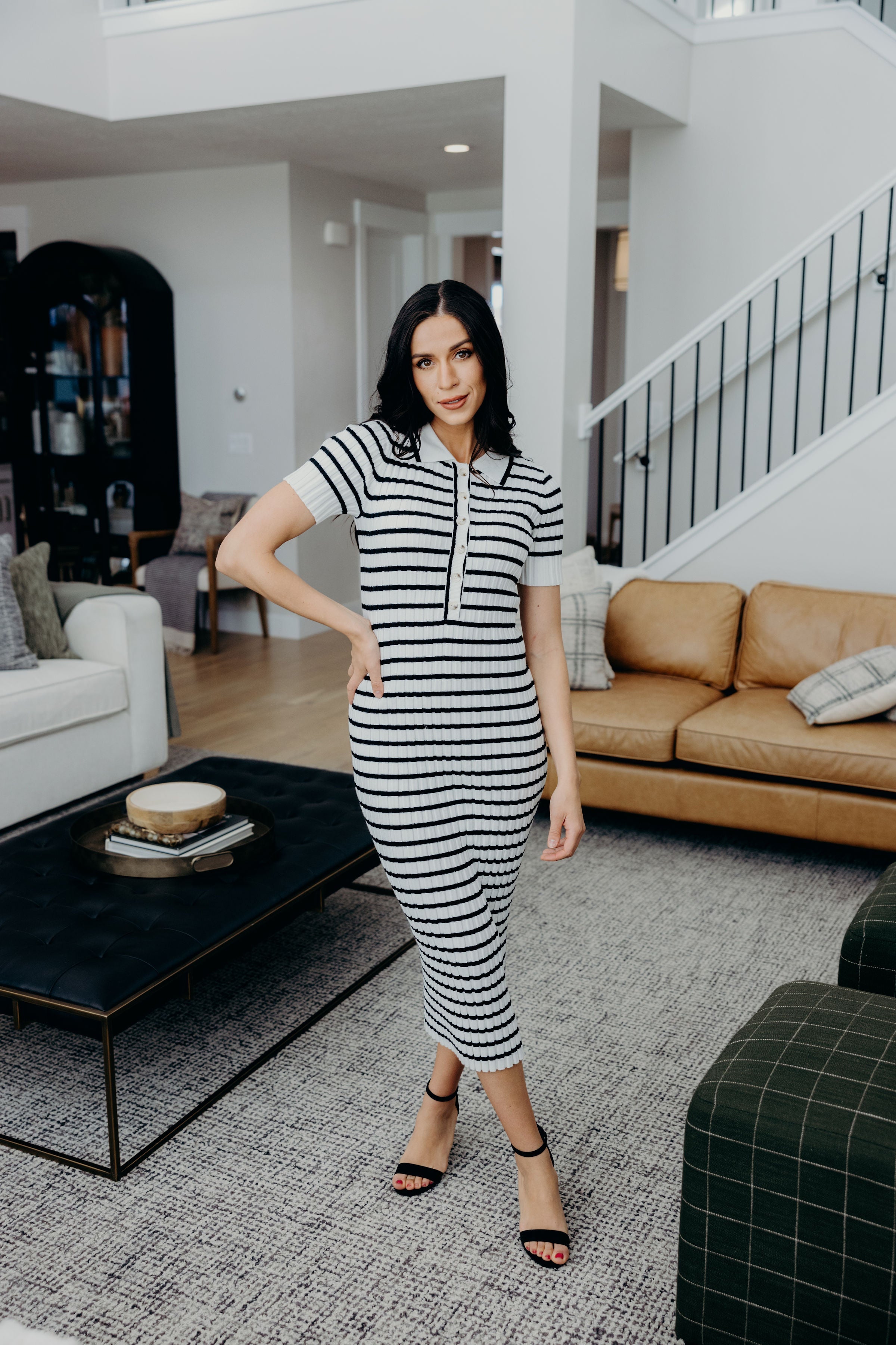 THE THEODORA IN BLACK STRIPED FINAL SALE