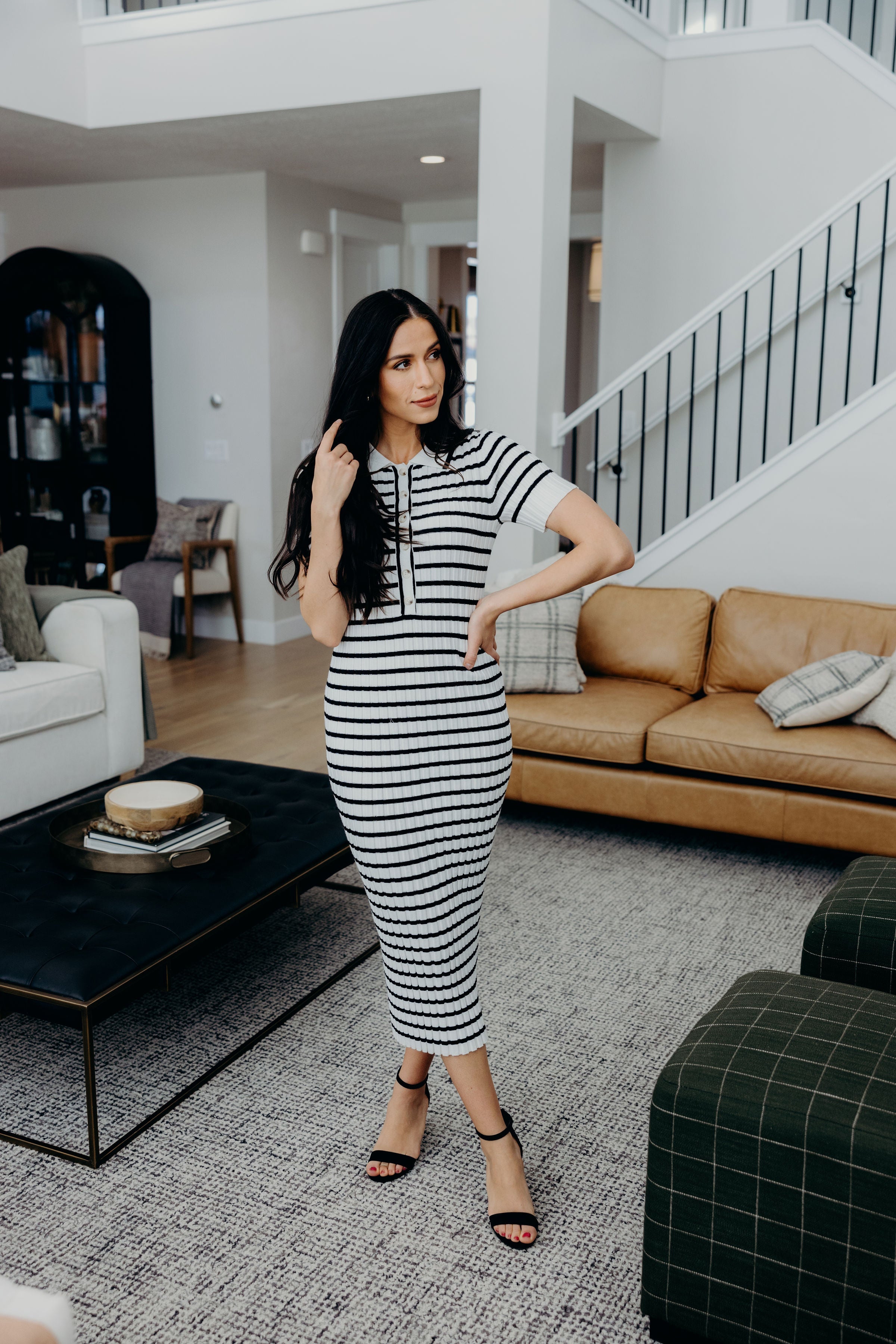 THE THEODORA IN BLACK STRIPED FINAL SALE