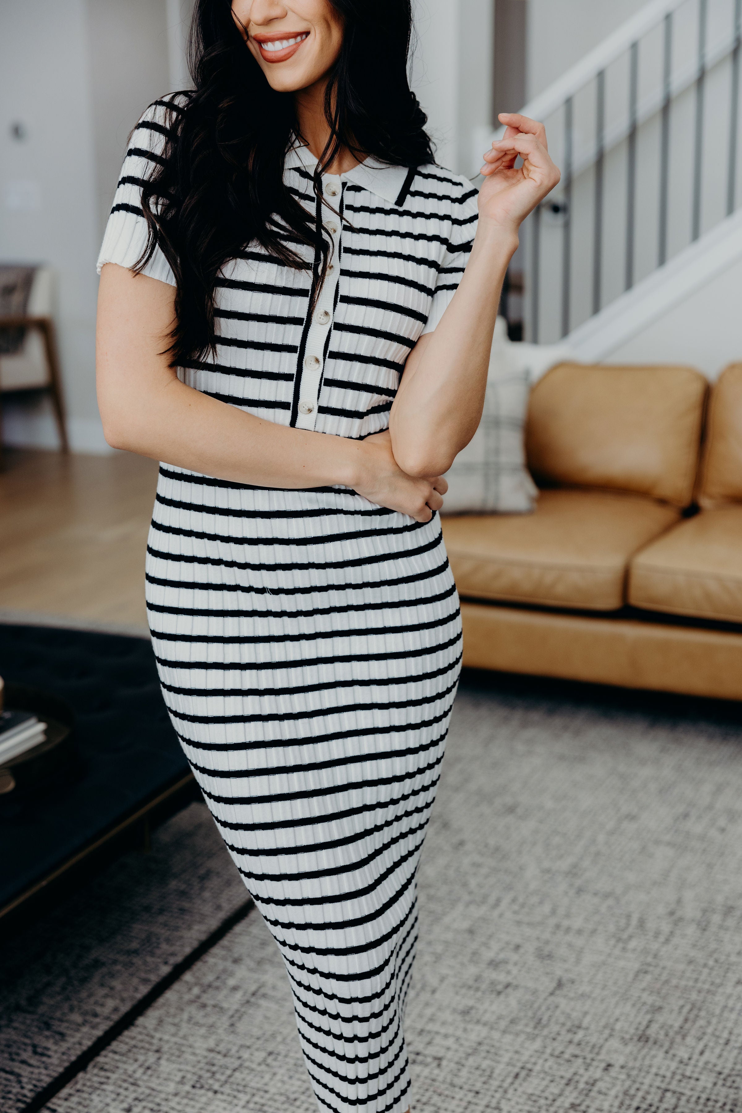 THE THEODORA IN BLACK STRIPED FINAL SALE