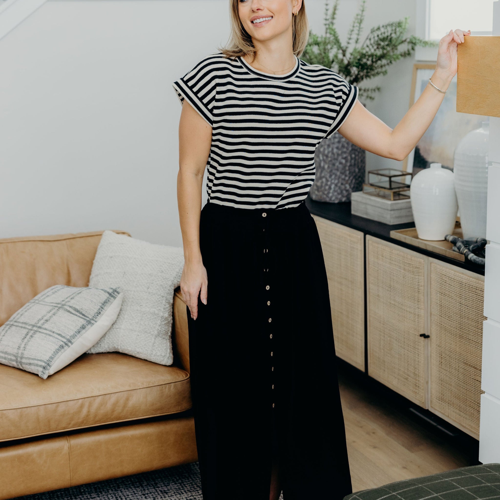 BUTTON FRONT SLIT MAXI IN BLACK FINAL SALE