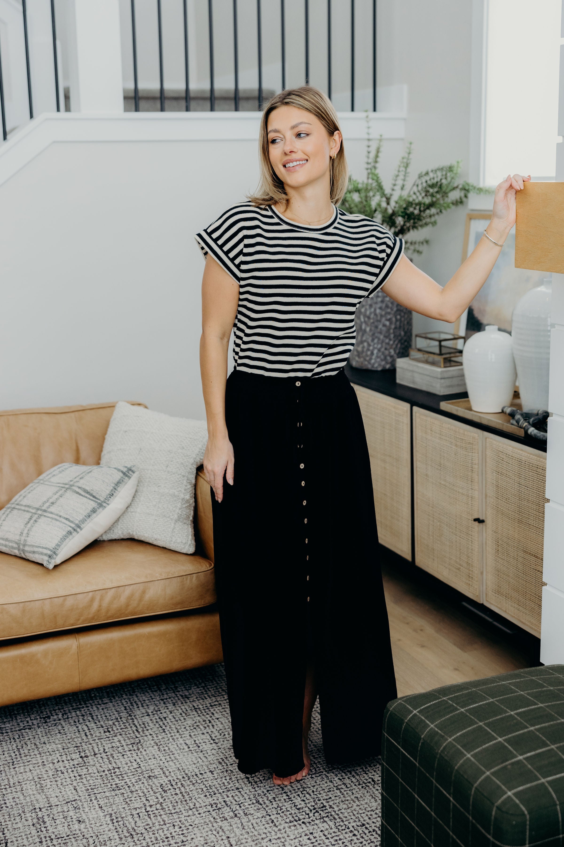 BUTTON FRONT SLIT MAXI IN BLACK FINAL SALE