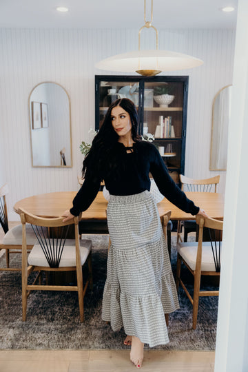 TIERED MAXI SKIRT IN PICNIC FLORALS FINAL SALE