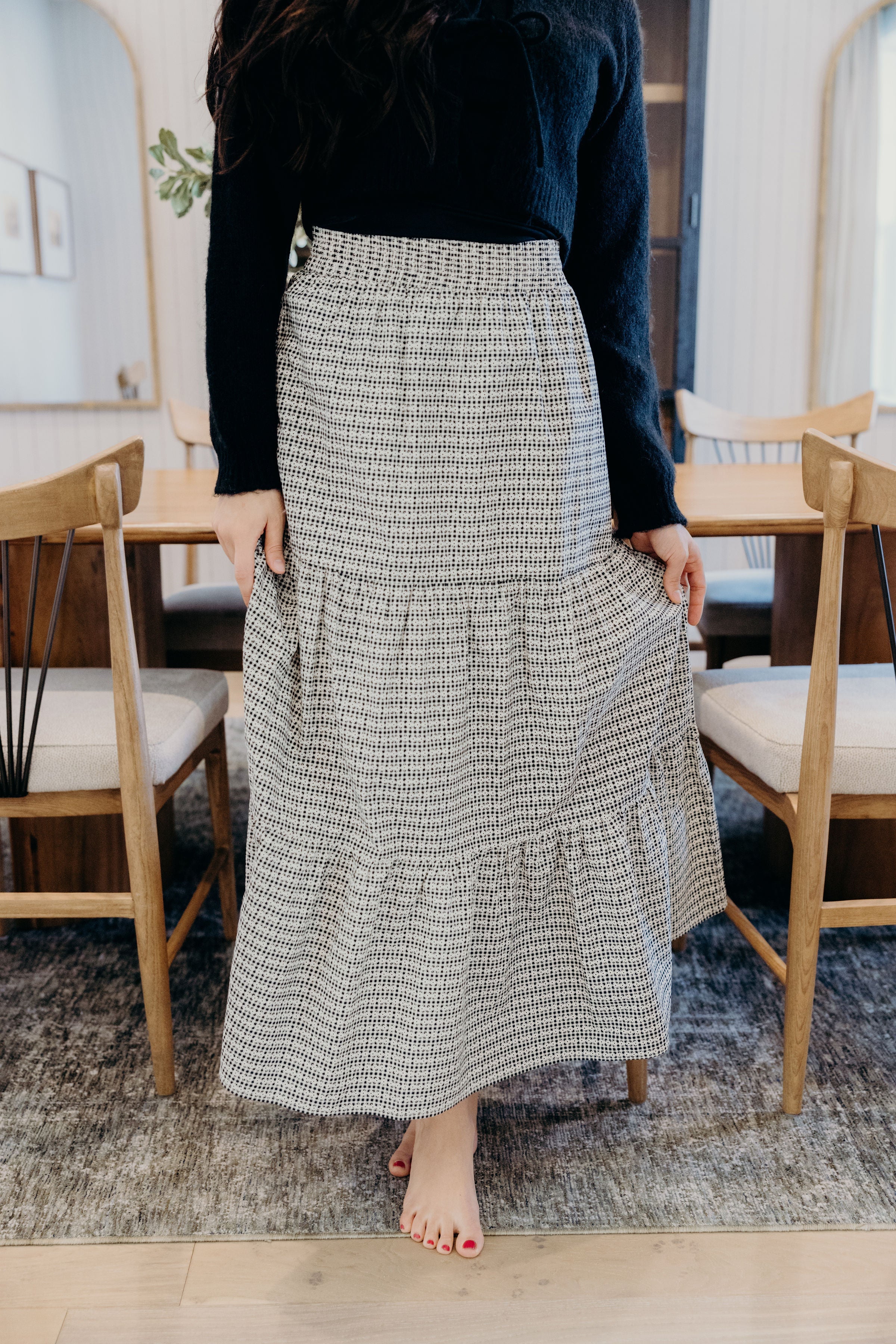 TIERED MAXI SKIRT IN PICNIC FLORALS FINAL SALE