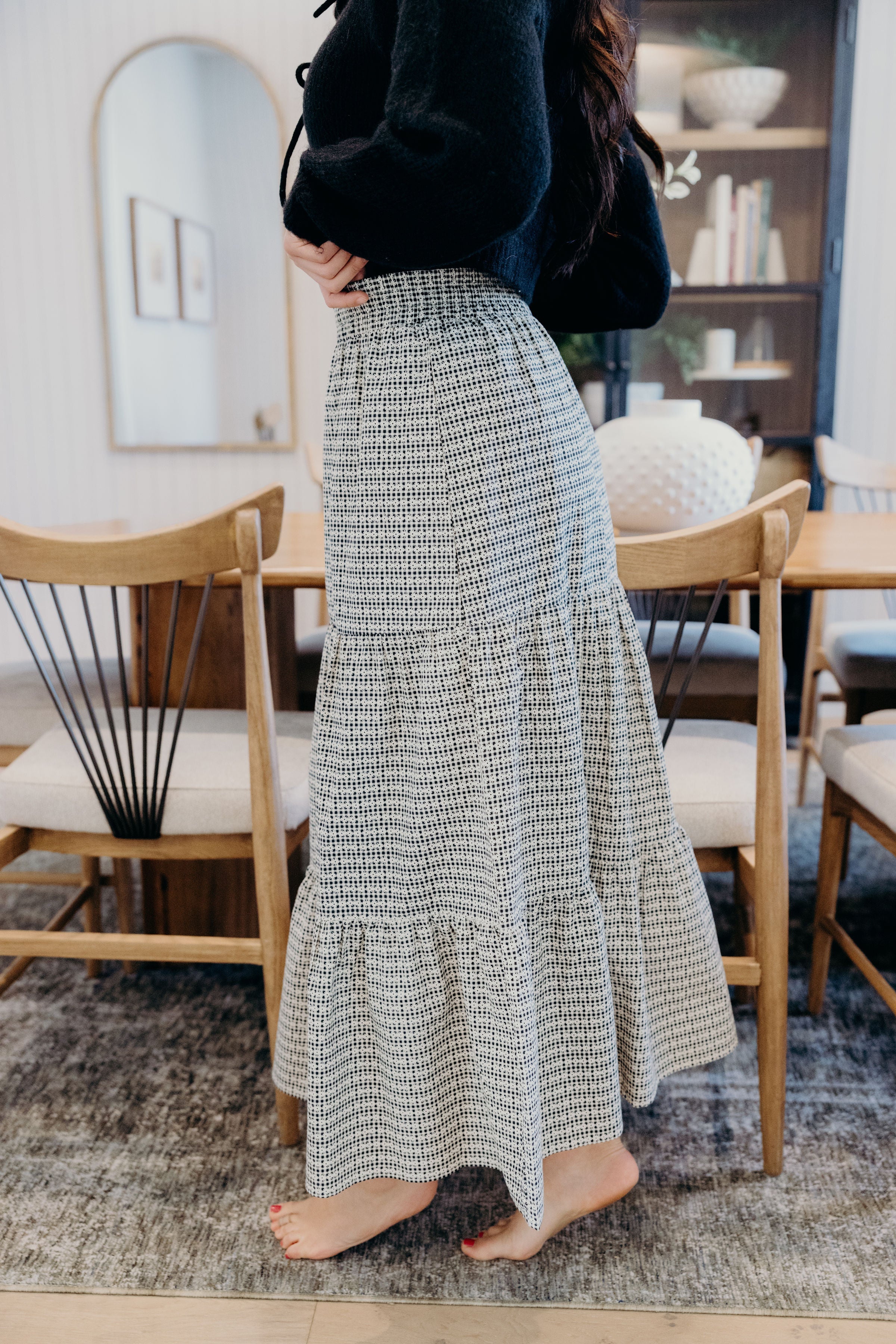 TIERED MAXI SKIRT IN PICNIC FLORALS FINAL SALE