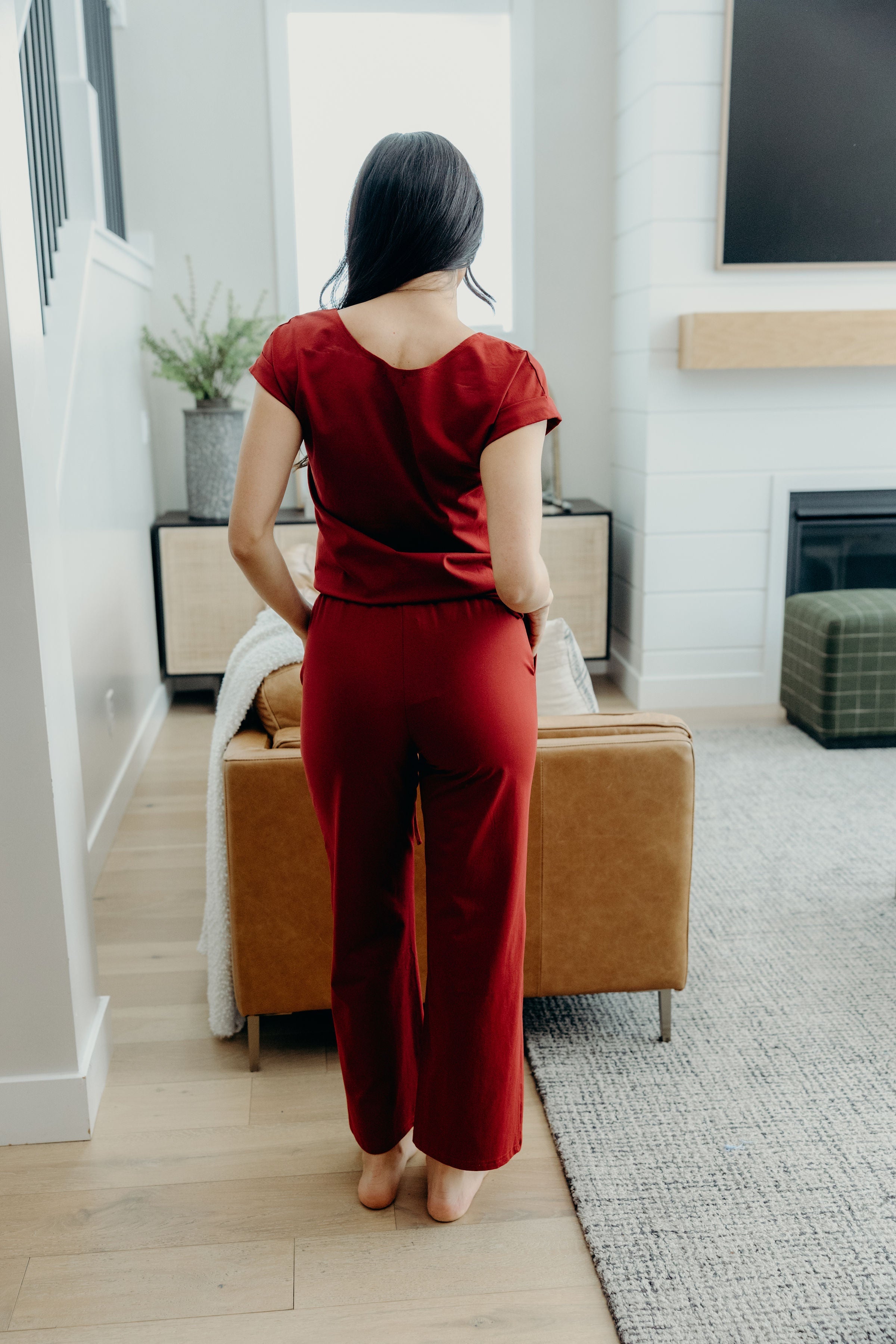 WIDE LEG LOUNGE PANTS IN RUBY RED FINAL SALE