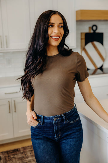 SHORT SLEEVE RIBBED TEE IN LAUREL OAK FINAL SALE