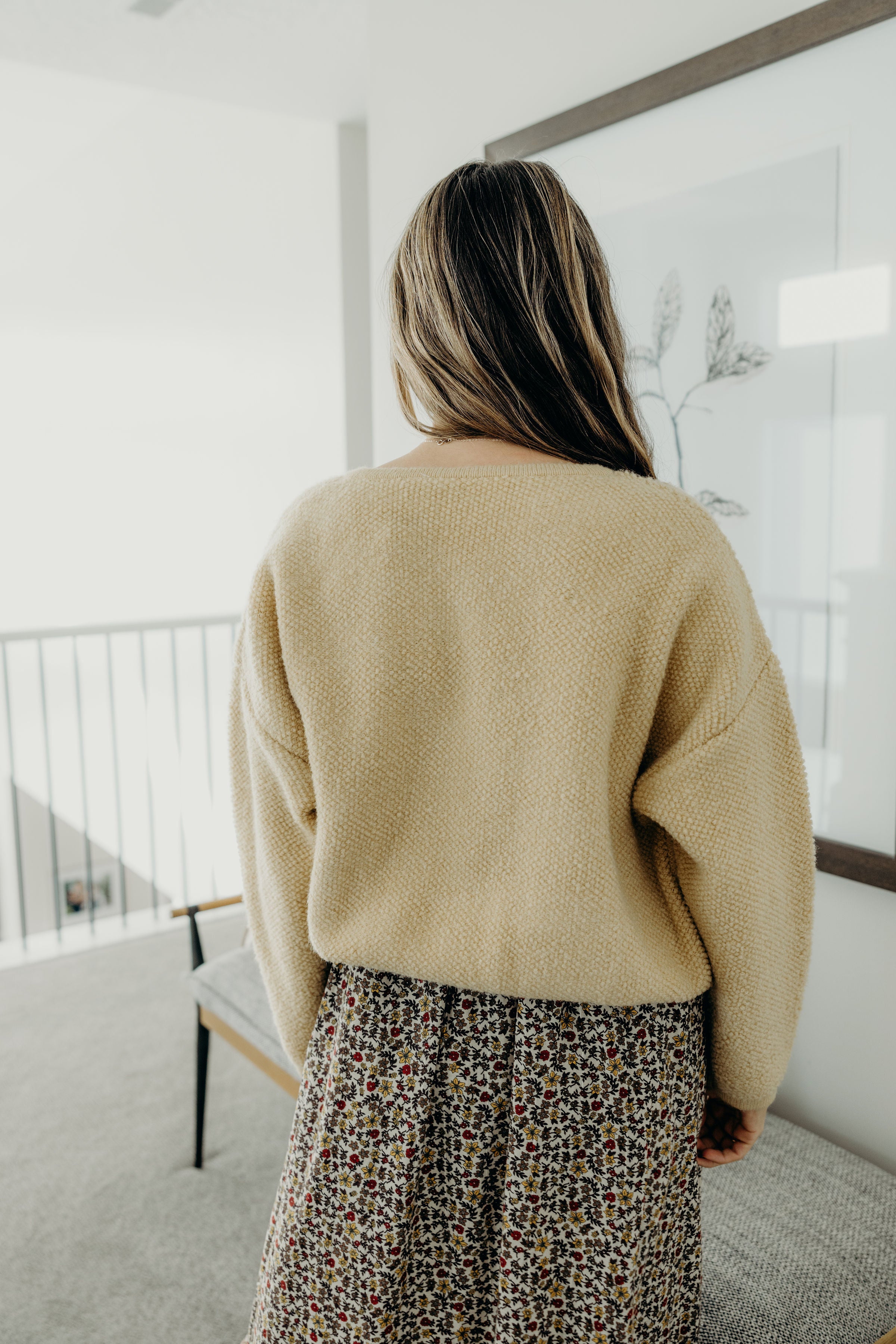 BUTTON FRONT CARDI IN CORNSILK FINAL SALE