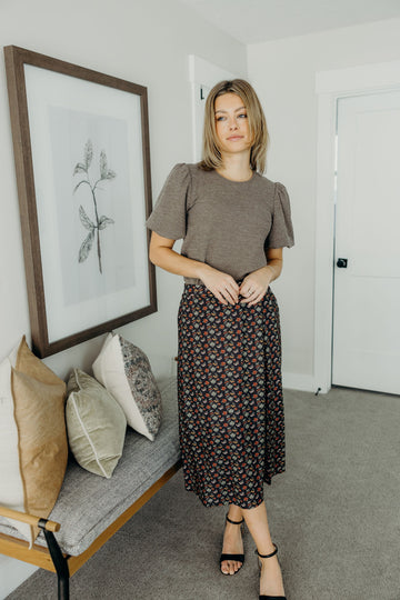 MIDI SKIRT IN HERITAGE PETALS FINAL SALE