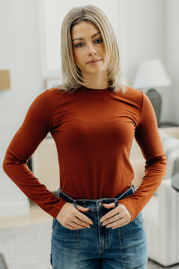 HIGH NECK LONG SLEEVE TEE IN AUBURN FINAL SALE