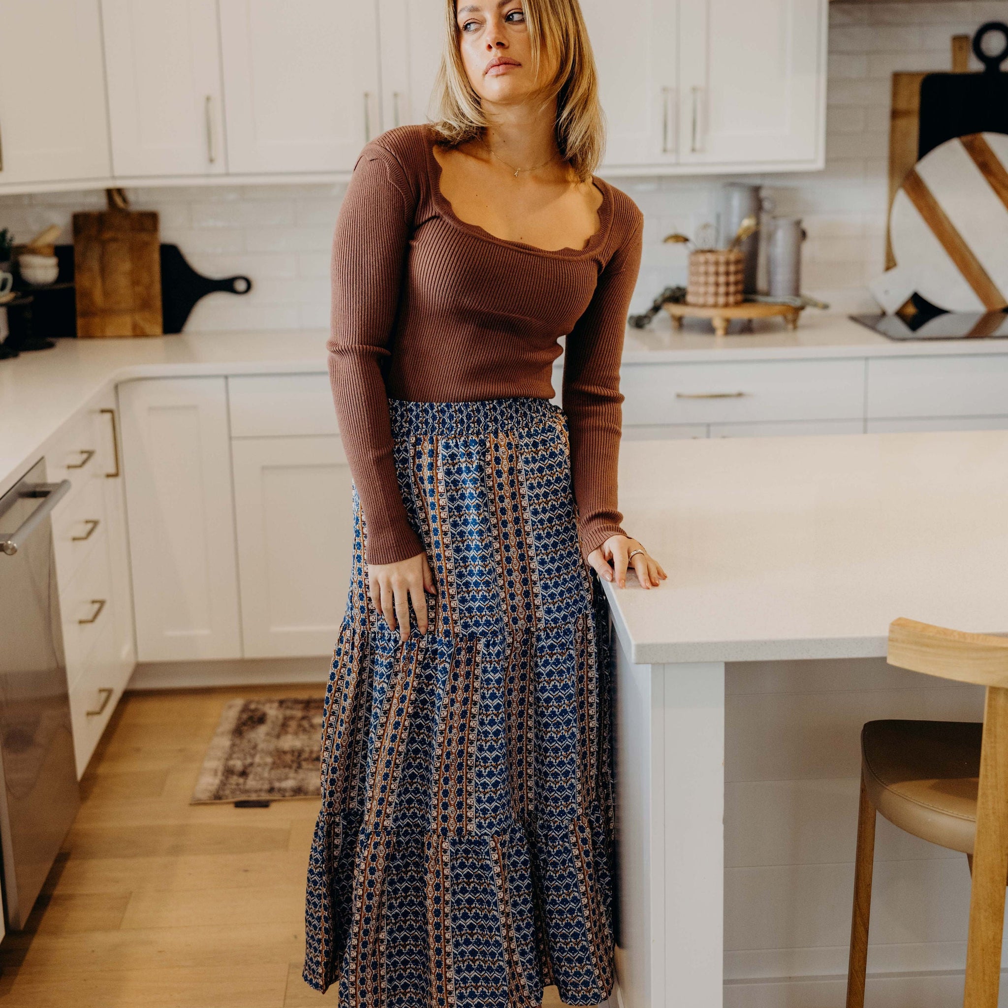 TIERED MAXI SKIRT IN MOROCCAN SPICE FINAL SALE