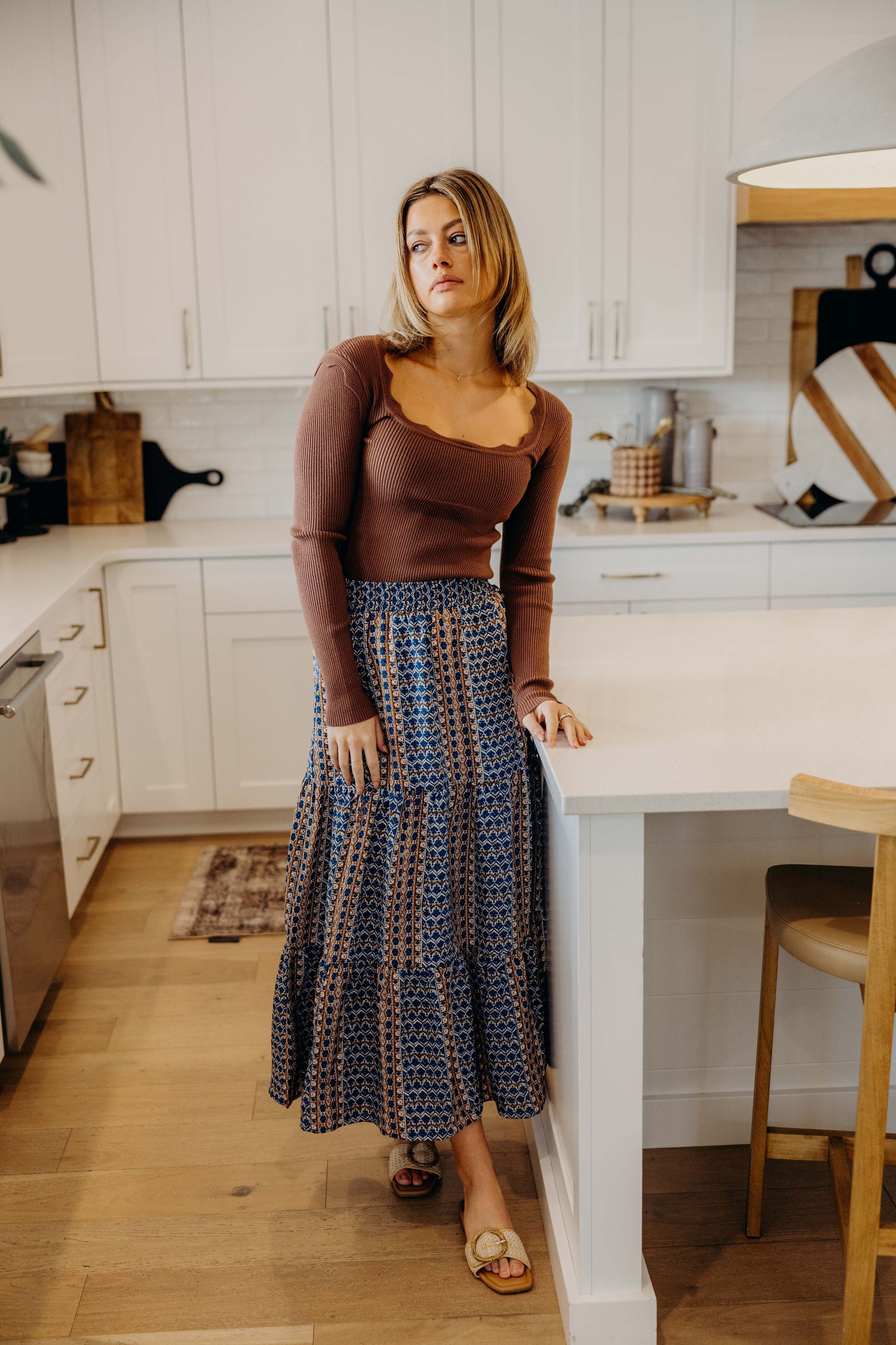 TIERED MAXI SKIRT IN MOROCCAN SPICE FINAL SALE