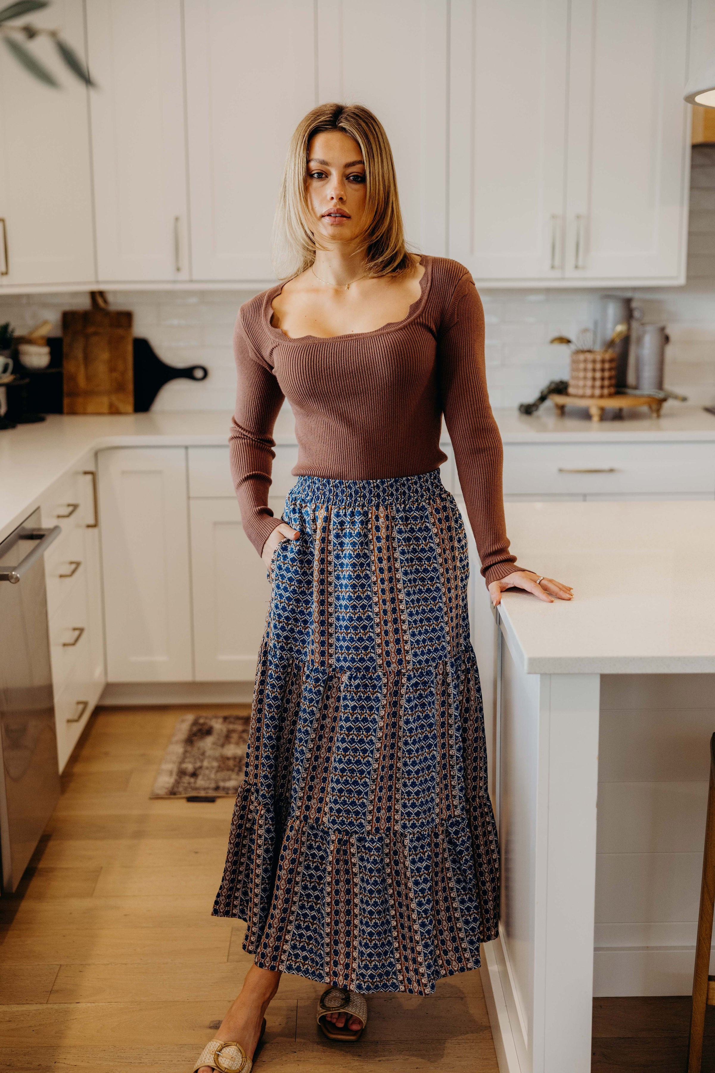 TIERED MAXI SKIRT IN MOROCCAN SPICE FINAL SALE