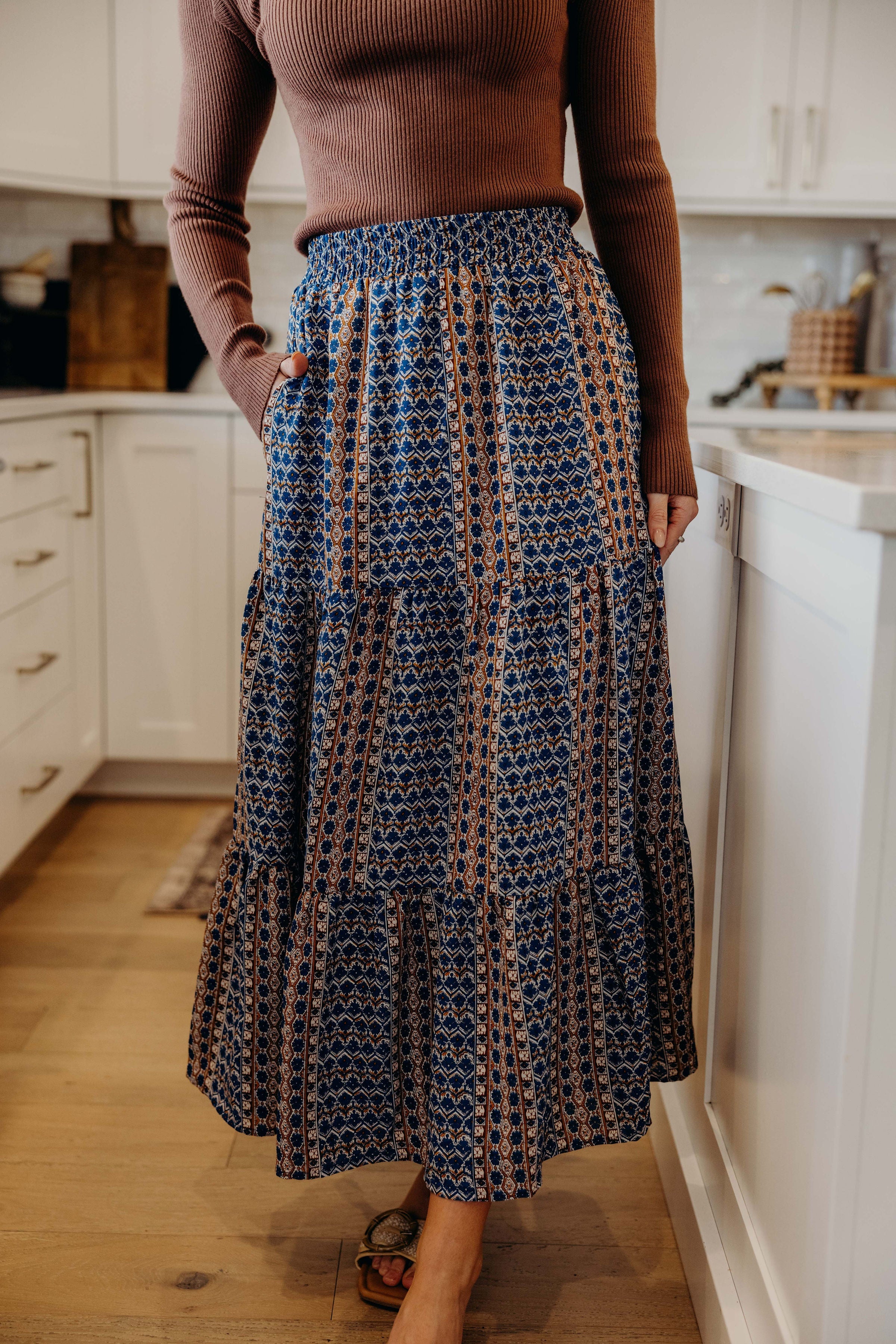 TIERED MAXI SKIRT IN MOROCCAN SPICE FINAL SALE