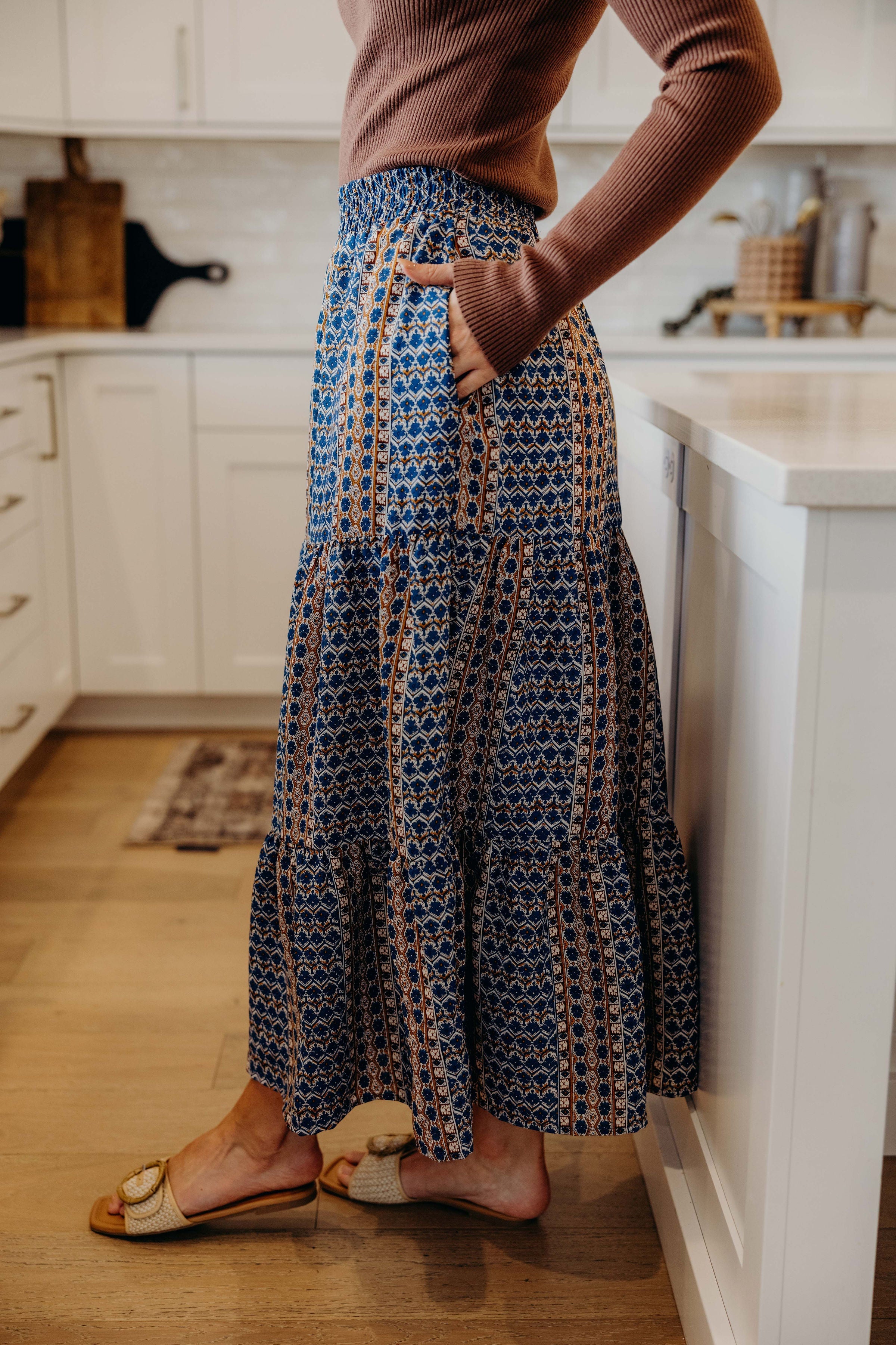 TIERED MAXI SKIRT IN MOROCCAN SPICE FINAL SALE