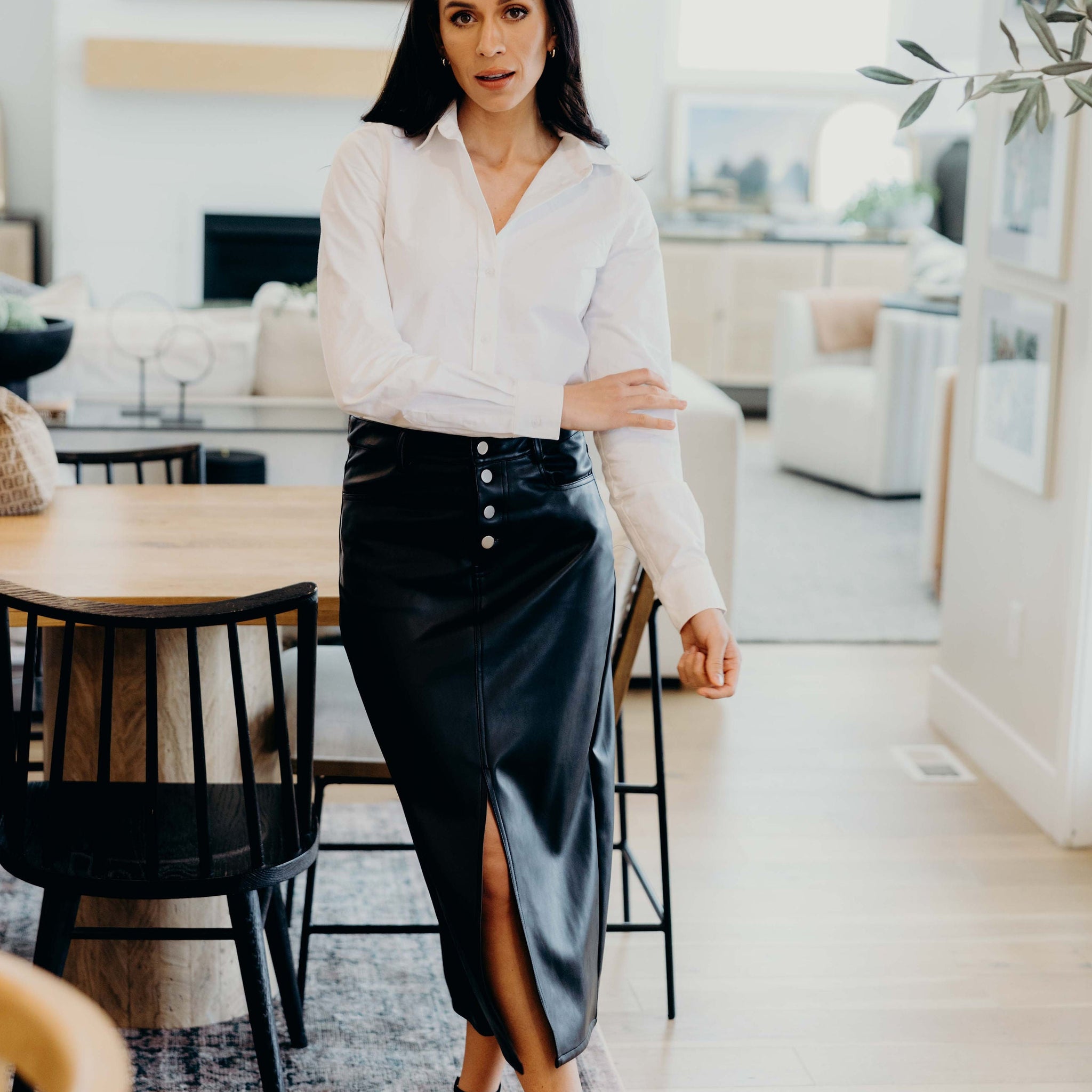 MAXI SKIRT IN BLACK LEATHER FINAL SALE