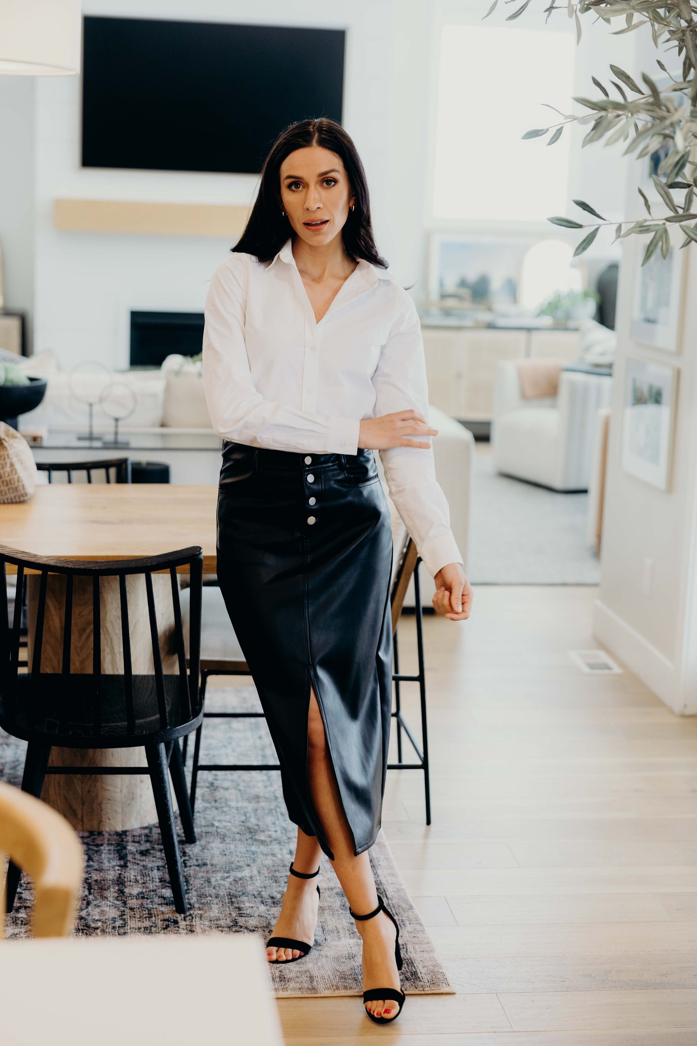 MAXI SKIRT IN BLACK LEATHER FINAL SALE