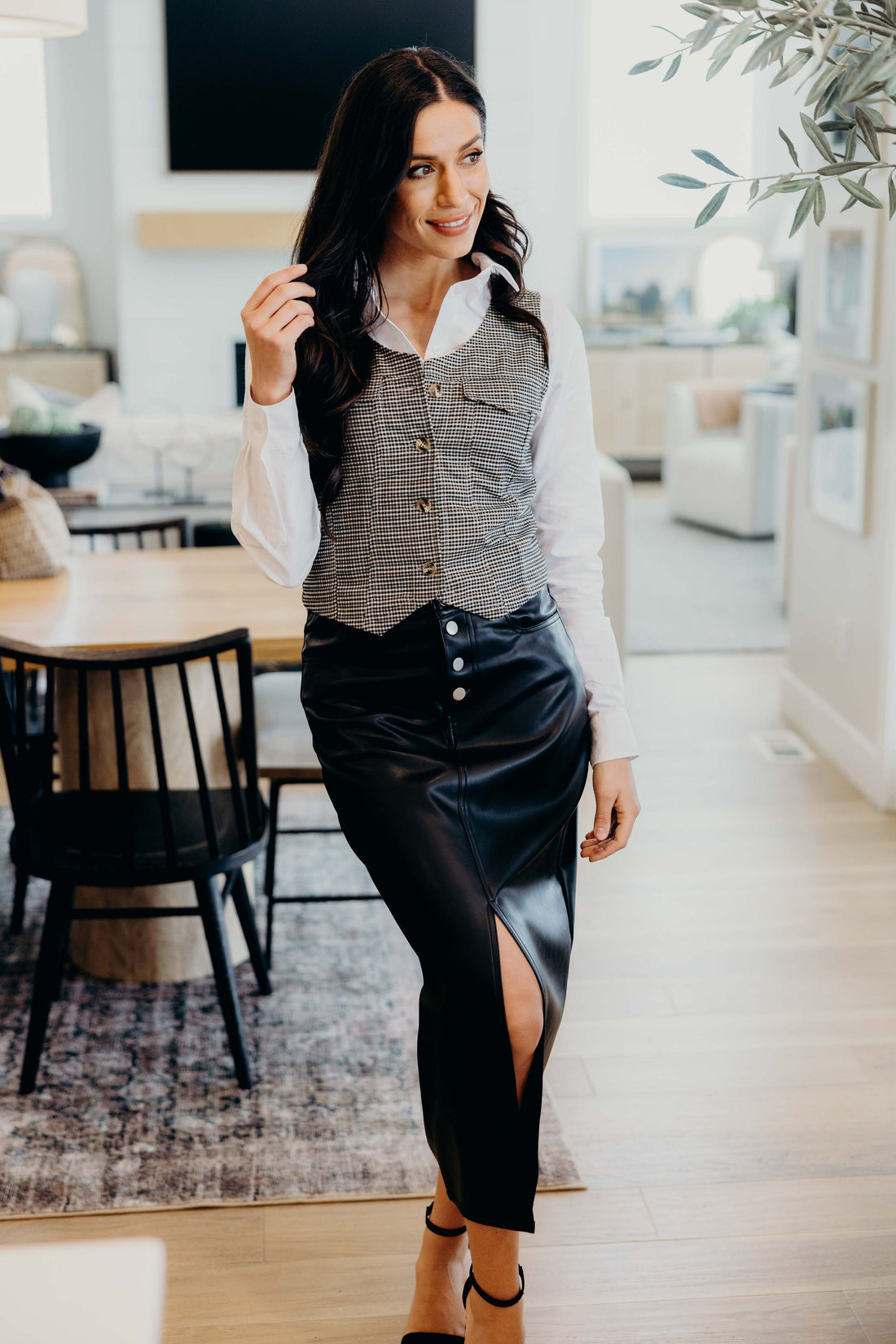 MAXI SKIRT IN BLACK LEATHER FINAL SALE