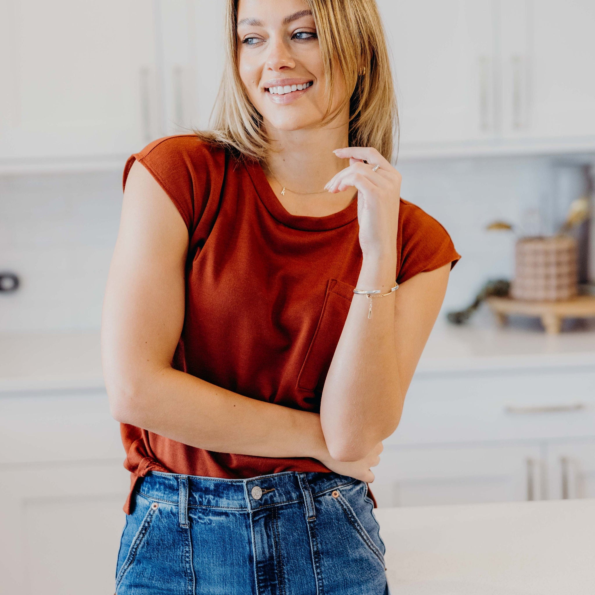 POCKET SLUB TEE IN CINNAMON STICK FINAL SALE