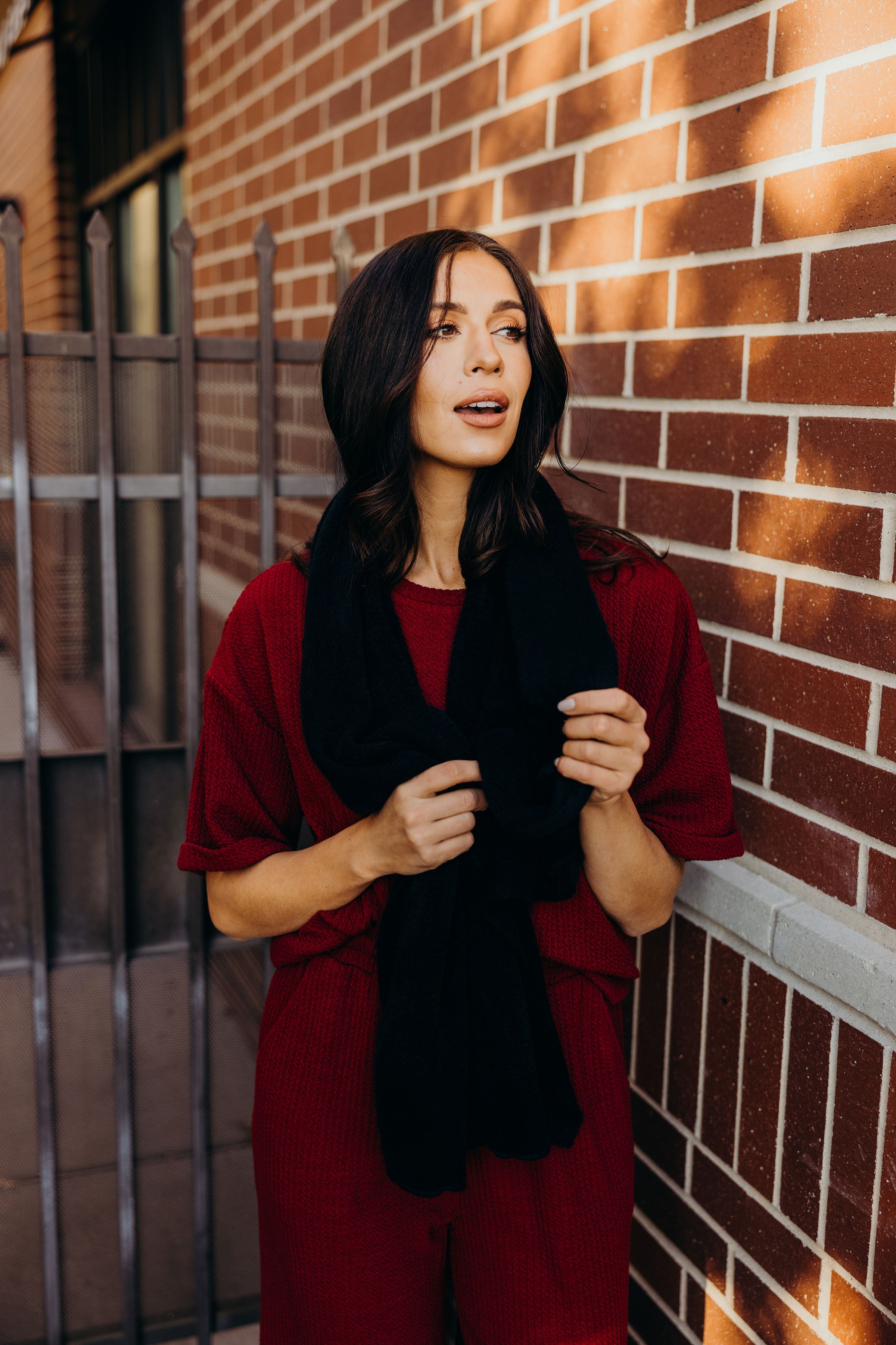 TEXTURED KNIT TOP IN CRANAPPLE